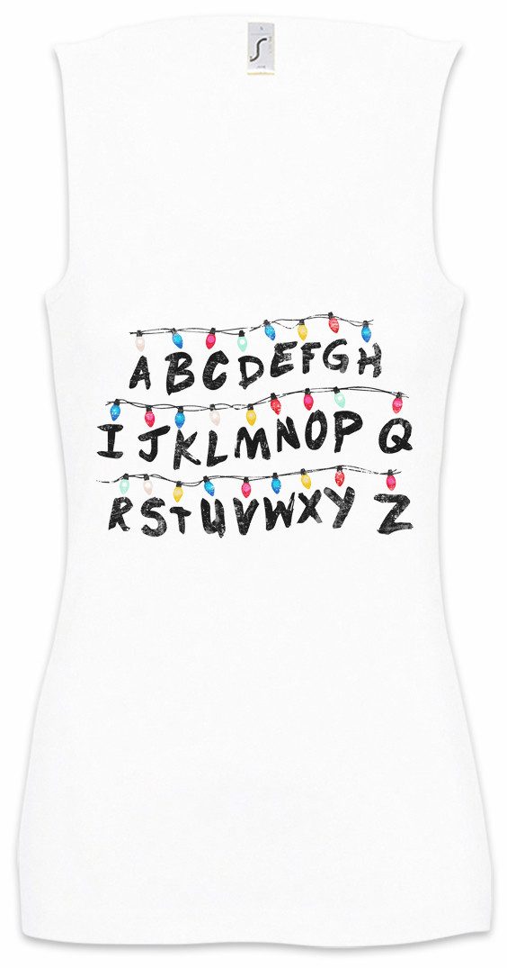 Urban Backwoods Tanktop Light Bulb Alert Ärmelloses Damen T-Shirt Stranger Lights Alphabet Lichterkette Upside Ghost Things