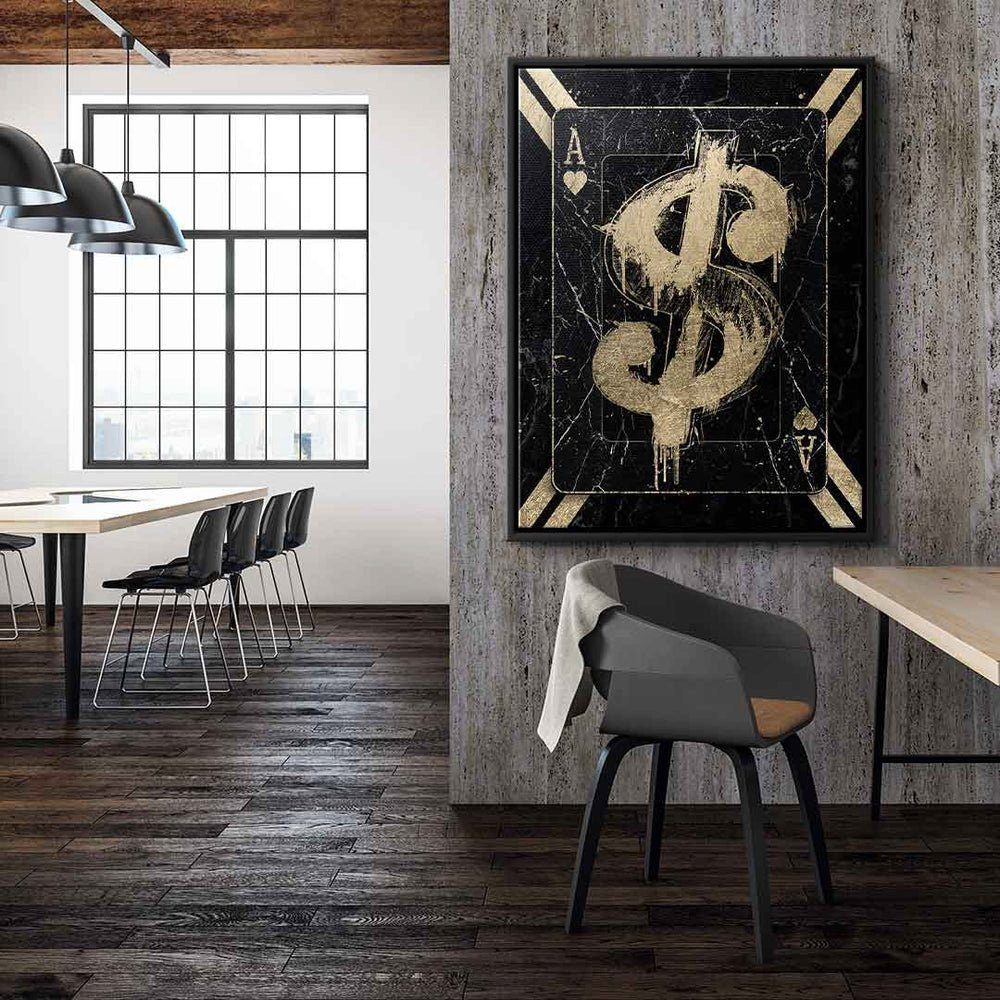 DOTCOMCANVAS® Leinwandbild, Premium Wandbild Cartoon - schwarzer Rahmen gold schwarz Popart