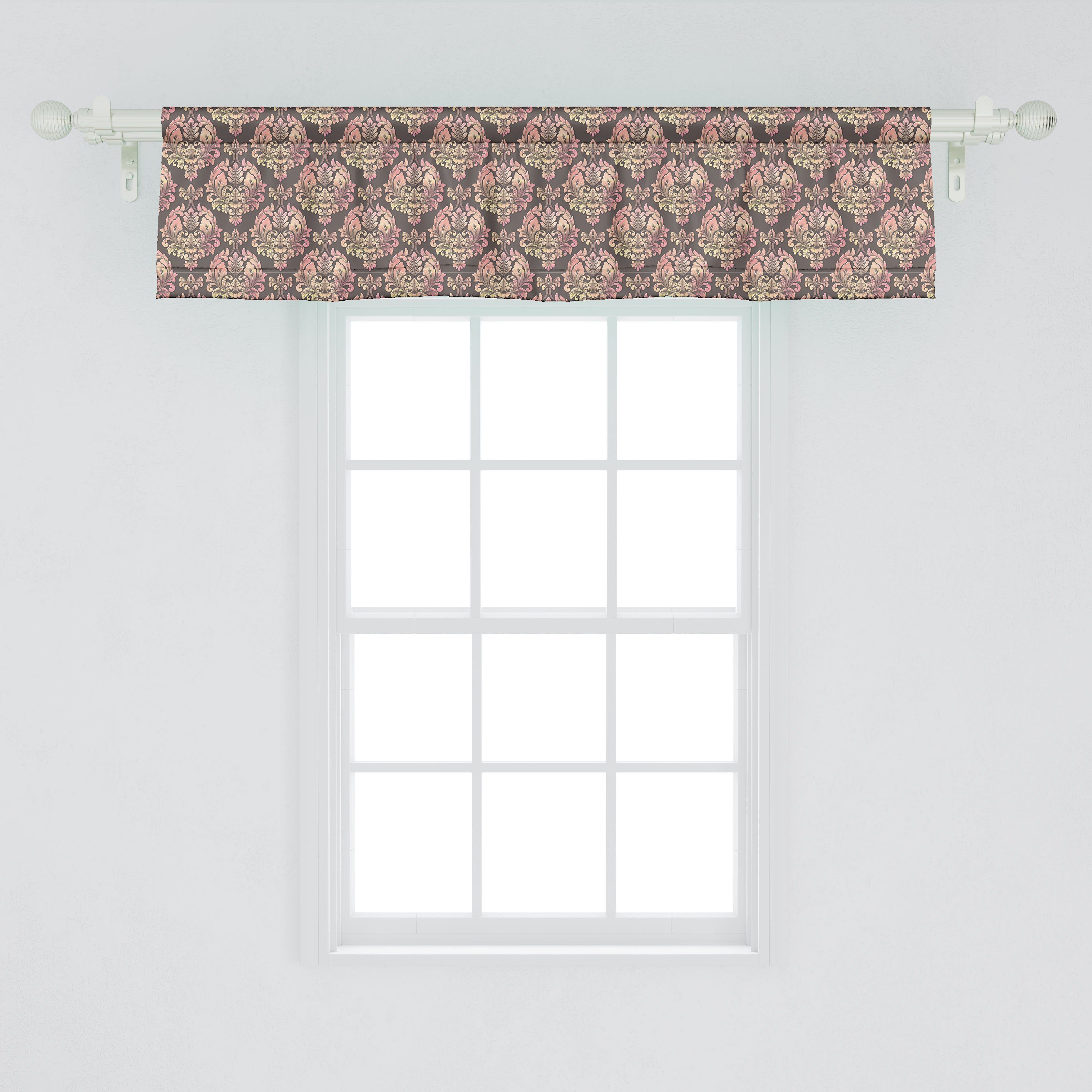 Scheibengardine Vorhang Volant Barock-Elemente Stangentasche, Abakuhaus, für Dekor mit Damast Schlafzimmer Kunst Küche Microfaser
