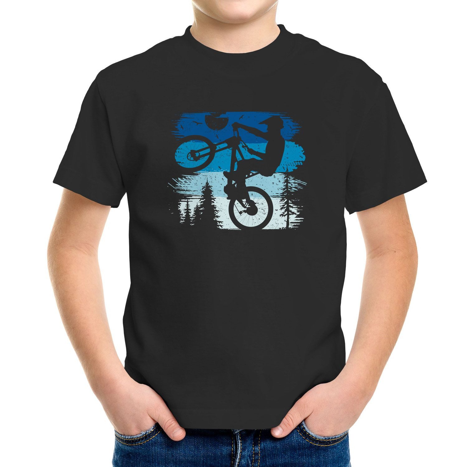 Print-Shirt Kinder T-Shirt Jungen BMX Bike Wheelie Stunt Motiv Fahrradfahrer