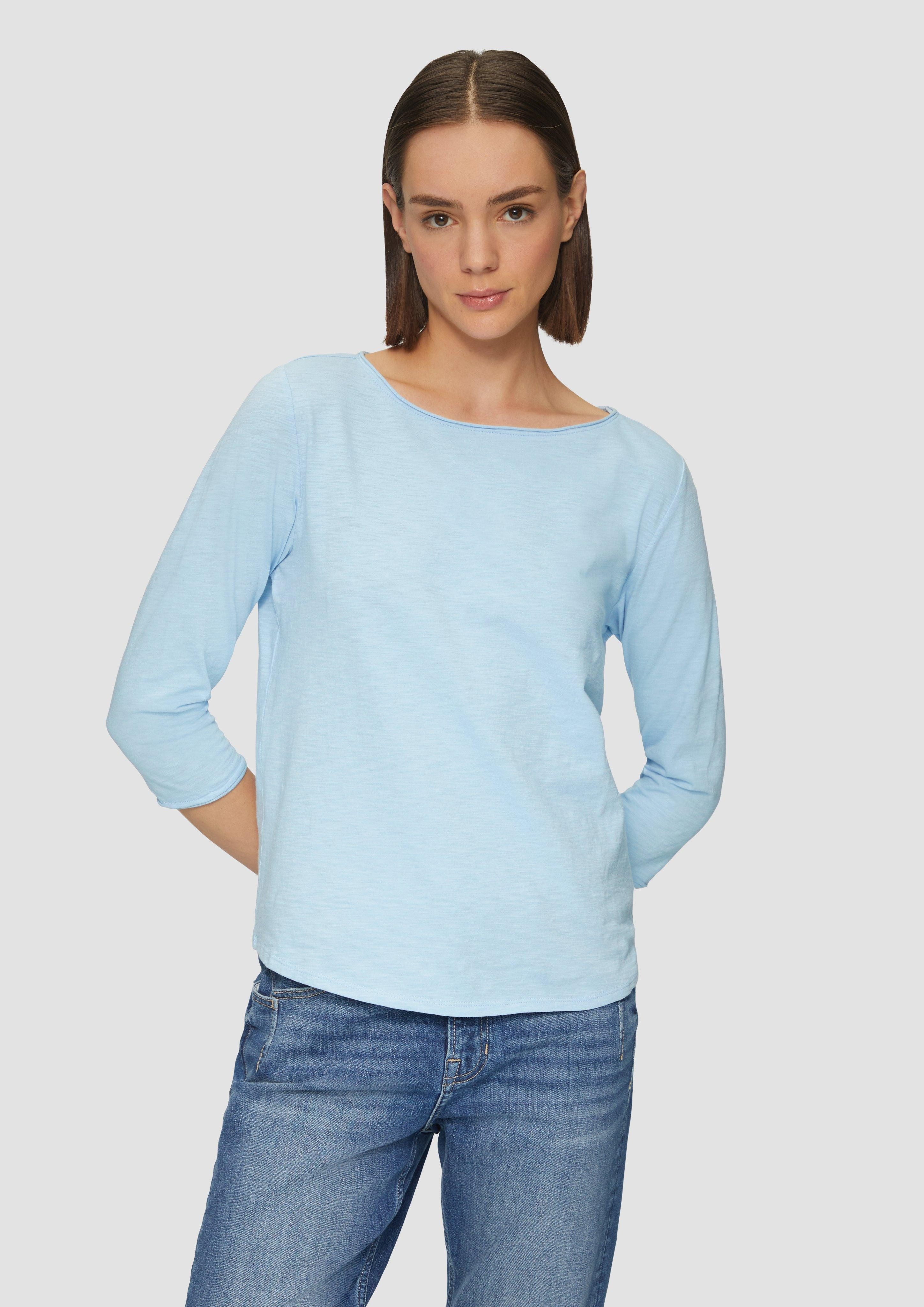 3/4-Arm-Shirt Shirt mit Flammgarnstruktur und 3/4-Ärmeln