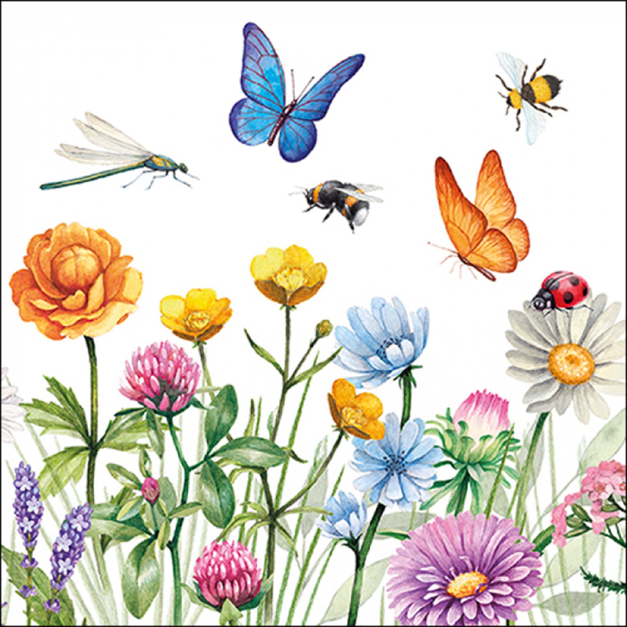 Ambiente Luxury Paper Products Papierserviette, Servietten Papier 33x33cm 3-lag. mit Frühlingsblumen Motiv 20 Stück