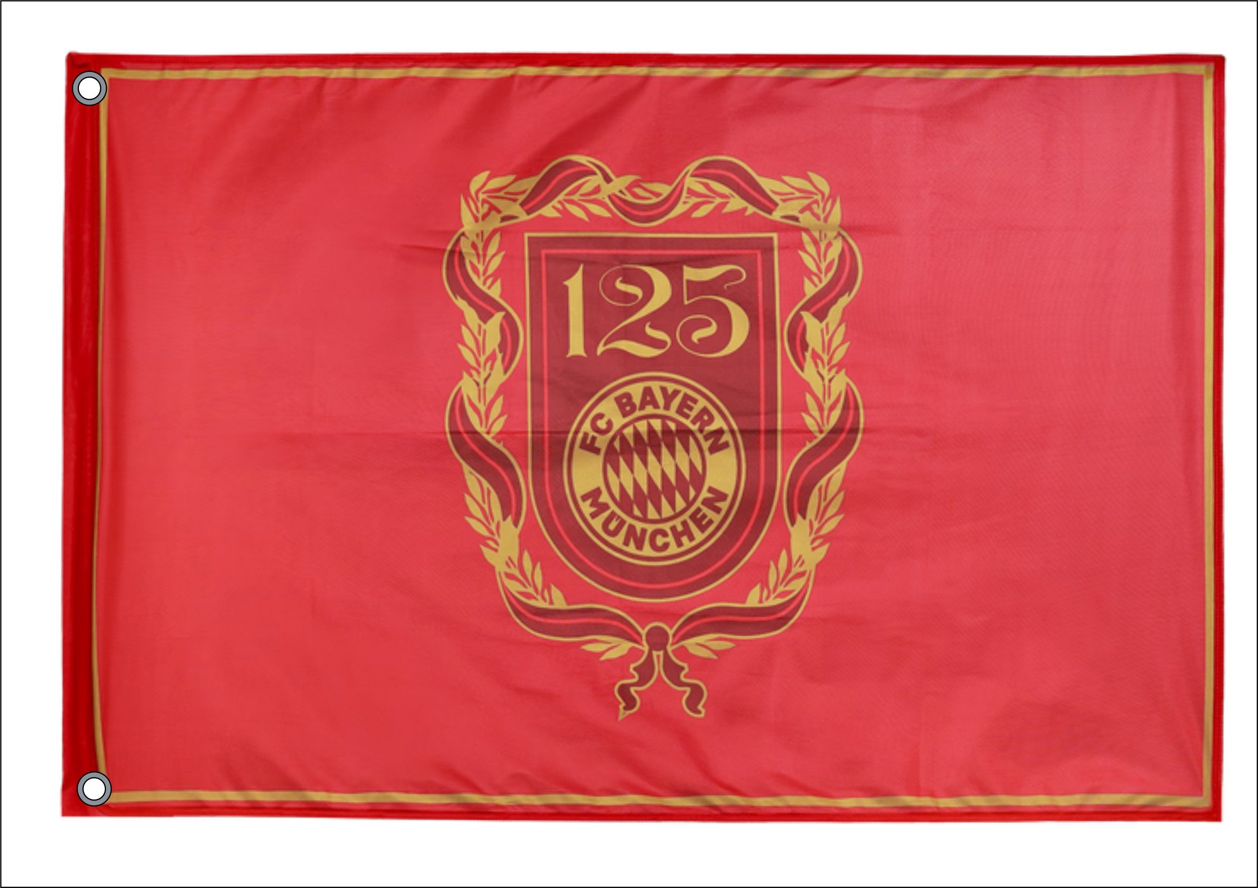 Fahne FC BAYERN 125 Jahre Jubiläum 150 x 100 cm mit Ösen