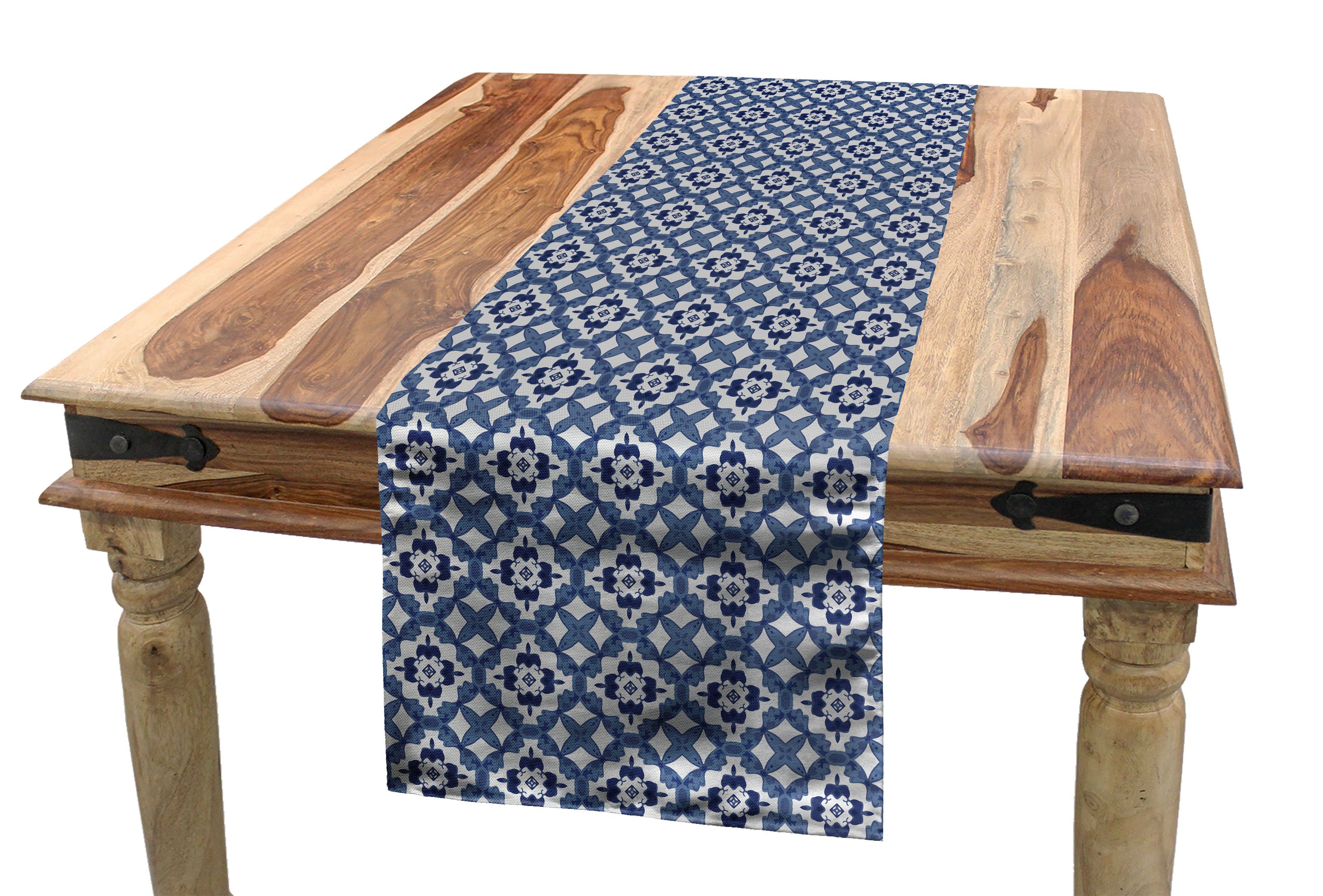 Abakuhaus Tischläufer Esszimmer Küche Rechteckiger Dekorativer Tischläufer, geometrisch Azulejo Mosaik-Muster