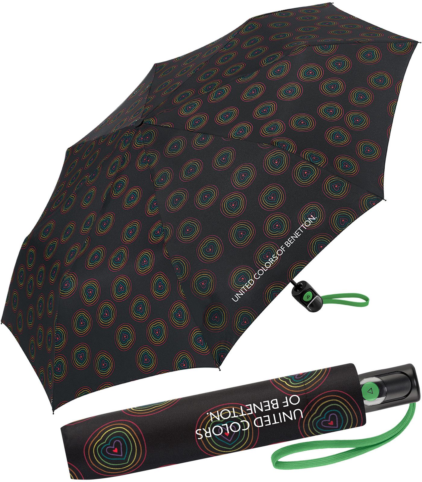 United Colors of Benetton Taschenregenschirm für Damen mit Auf-Automatik FS 2026 Design, klein, leicht, stabil und modern