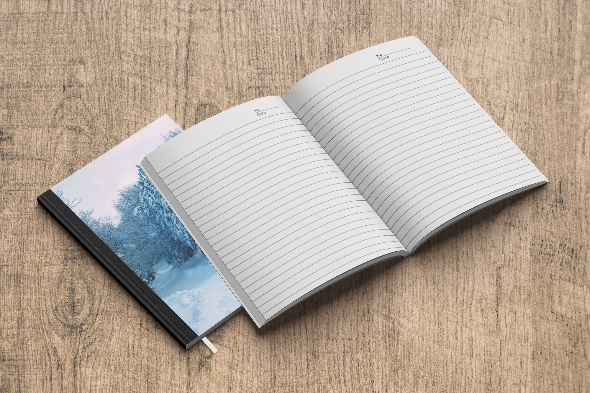 Seiten, Tagebuch, 98 Haushaltsbuch Schnee Wald - MuchoWow A5, Winter, Merkzettel, Notizbuch Notizheft, Journal, -