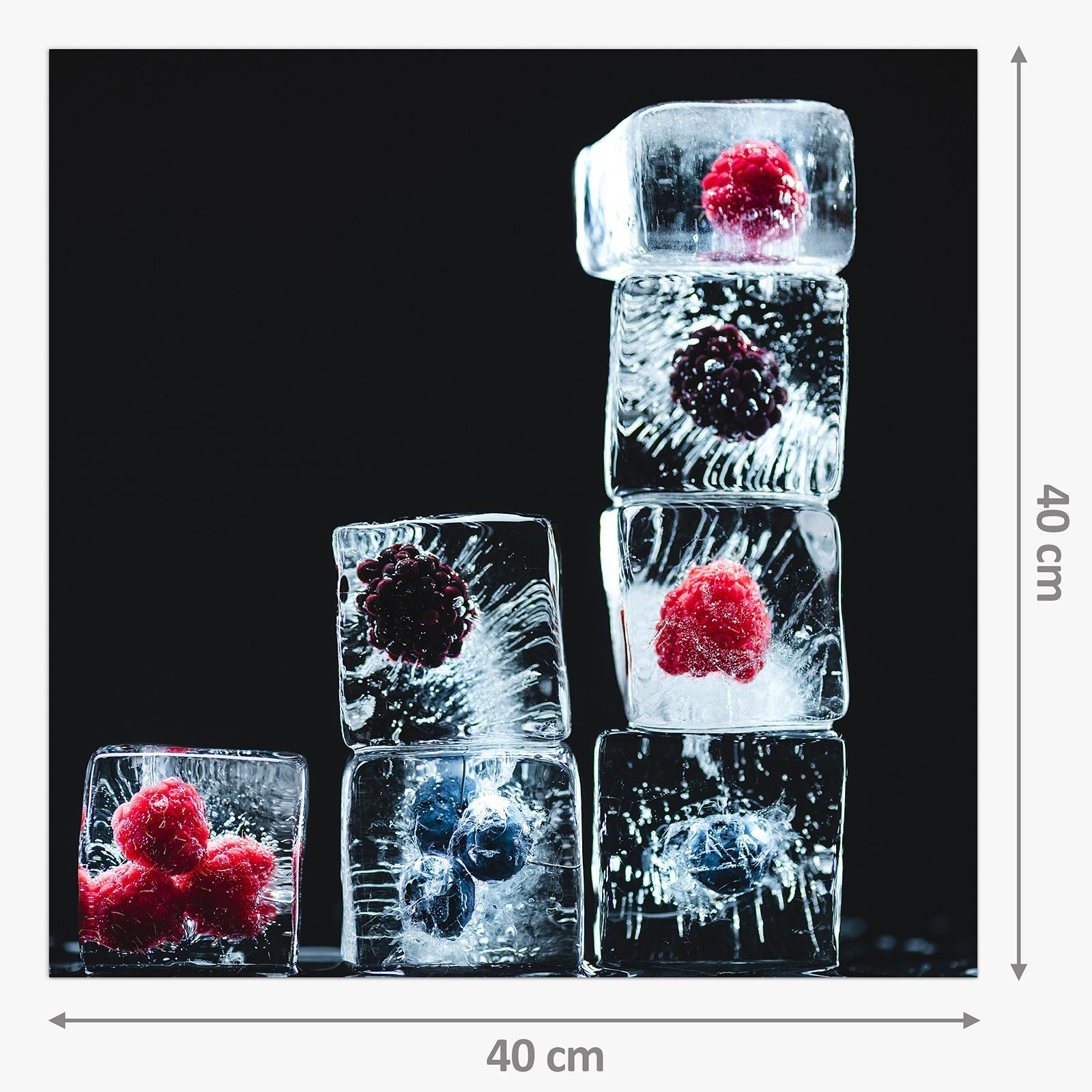 Glas Küchenrückwand Beeren Motiv mit Eiswürfel Küchenrückwand Primedeco Spritzschutz in