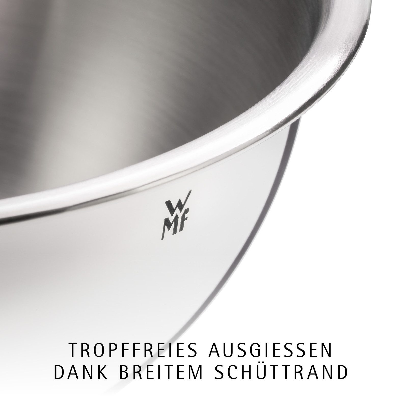 WMF Schüssel Set Gourmet (16/18/22/24 cm), 360° Schüttrand, tropffreies Ausgießen, Edelstahl, (Set, 4-tlg), vielseitig, stapelbar, platzsparende Aufbewahrung – Bild 5 von 5