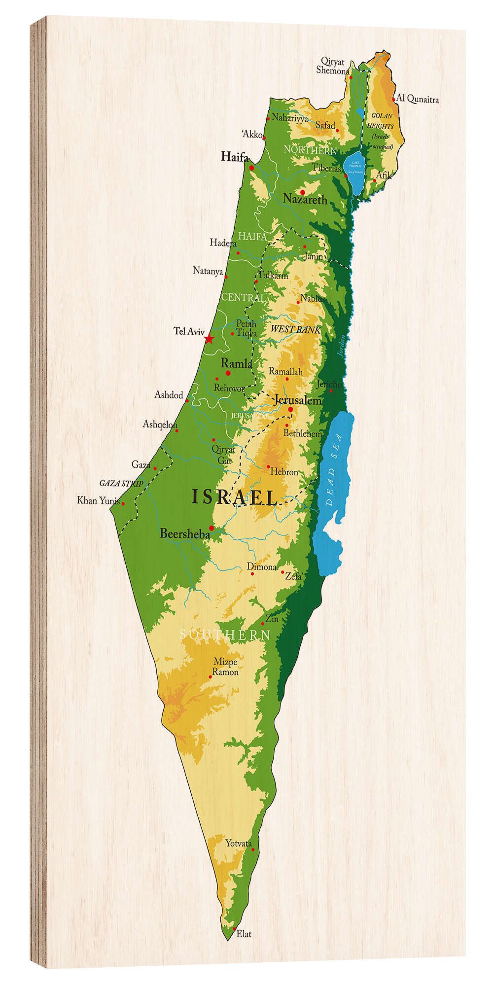 Posterlounge Wandbild Israel - Landkarte, Editors Choice, erhältlich als Poster, Leinwandbild, Wandsticker oder Acrylglasbild