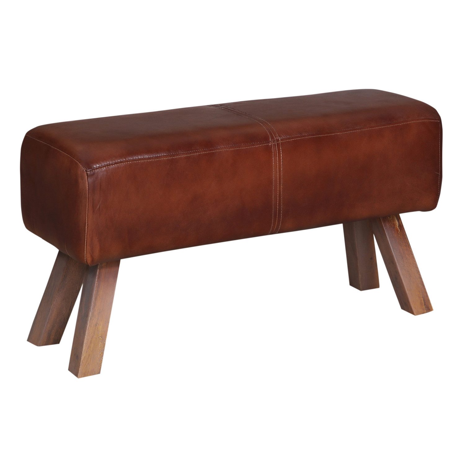 Marrakesch Orient & Mediterran Interior Sitzbank Sitzbank Adenike 118 cm – Lederbank mit Rillenpolsterung & Holzgestell (1-St), Handarbeit