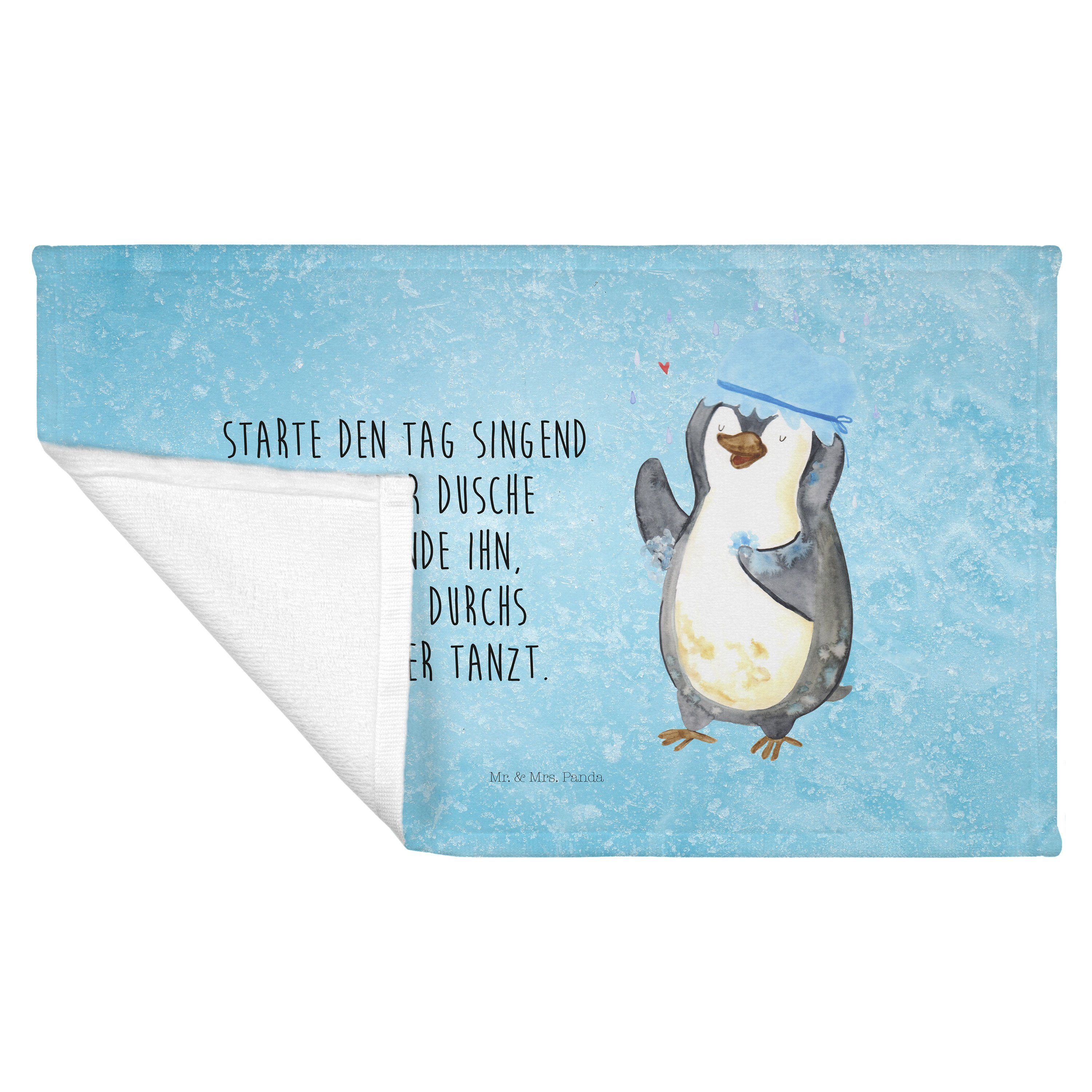 Handtuch, Pinguin Handtuch duscht Mrs. Du, - (1-St) & Eisblau Panda - Geschenk, Duschkonzert, Sport Mr.