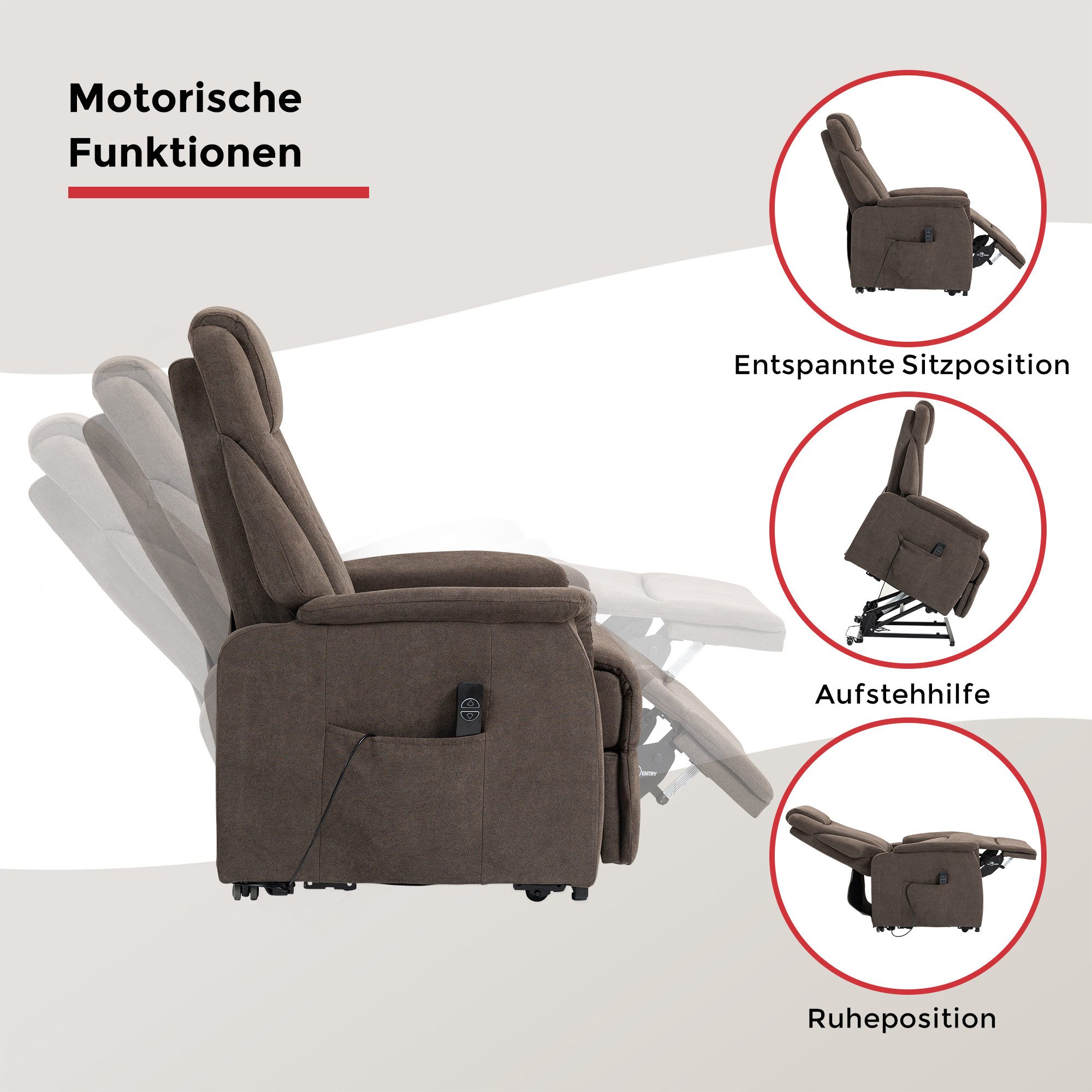 Duo Collection TV-Sessel Toronto XXL mit elektrischer Aufstehhilfe und Relaxfunktion, bis 150kg belastbar, Taschenfederkern, Stahlwellenunterfederung – Bild 3 von 5