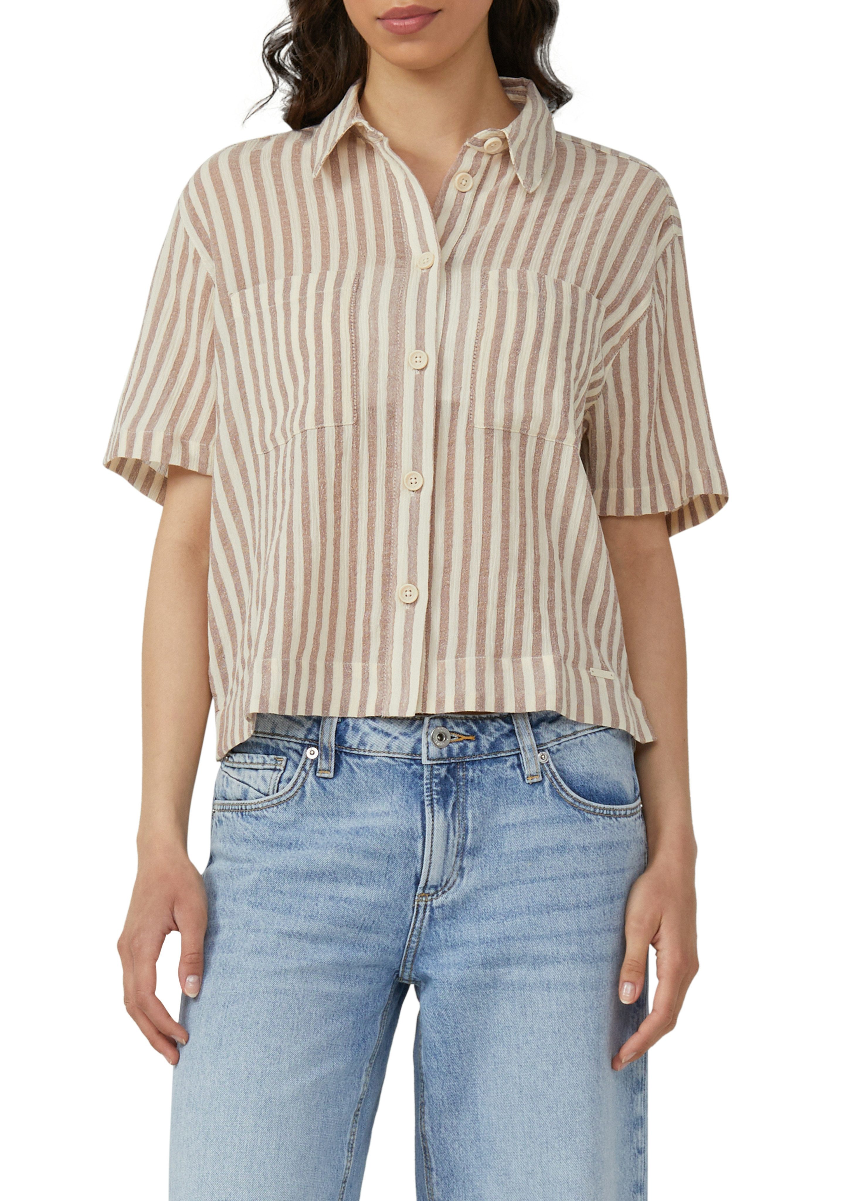 QS Hemdbluse mit Streifen Muster günstig online kaufen