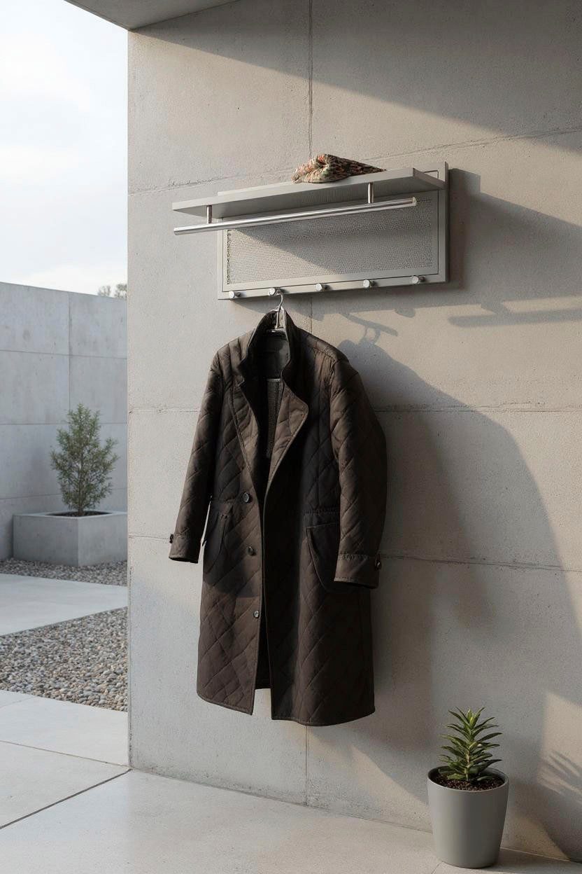 HAKU Wandgarderobe (1 St), rechteckig- aus Textil Grau - B/T/H 60/50/173 cm