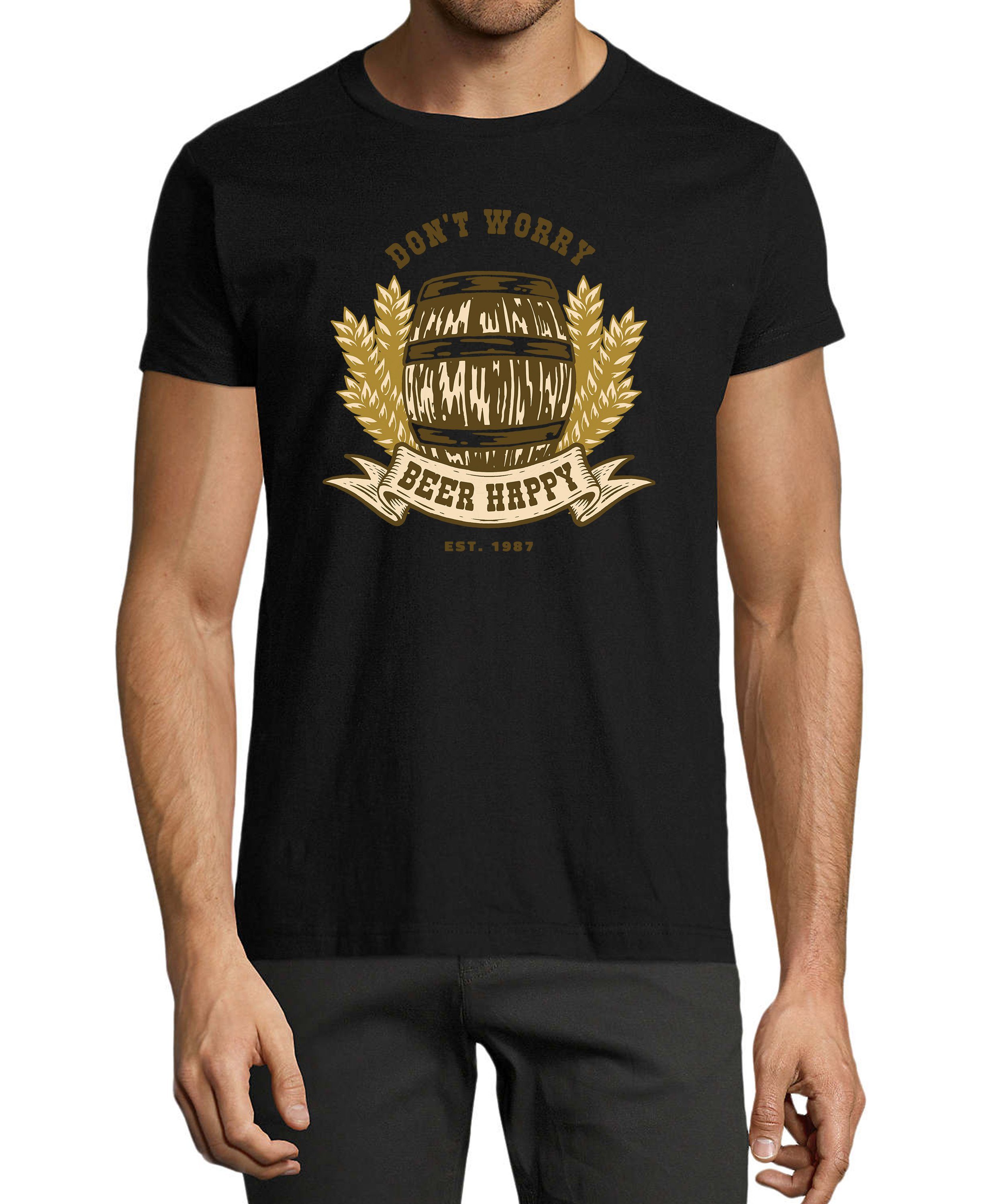 MyDesign24 T-Shirt Herren Oktoberfest Shirt - Bierfass print mit Spruch Baumwollshirt mit Aufdruck Regular Fit, i301 schwarz