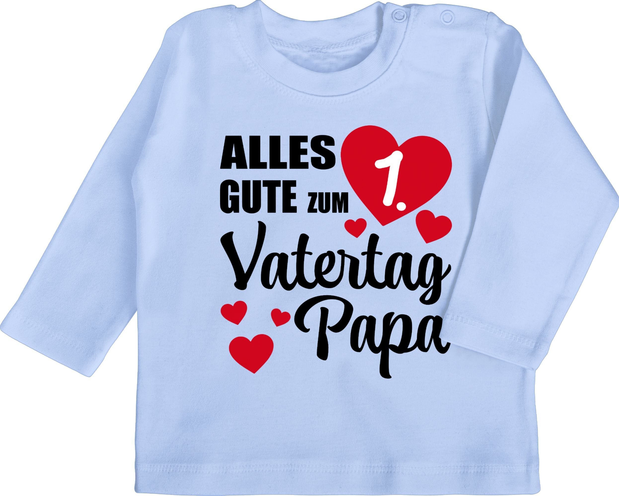 Shirtracer T-Shirt 1. Vatertag - Alles gute zum ersten Vatertag Papa Geschenk Vatertag Baby 1 Babyblau
