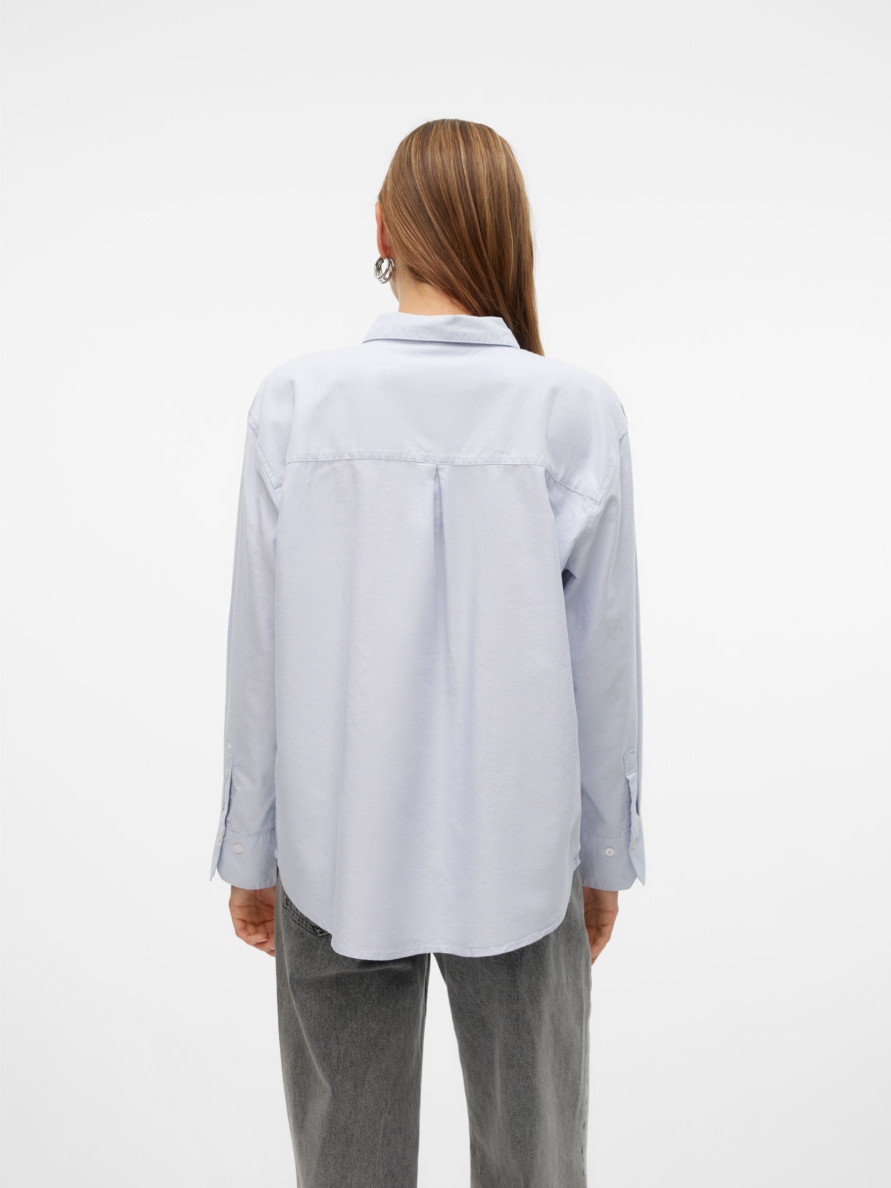 Vero Moda Blusenshirt locker geschnitten Hemdkragen Streifenmuster für VMIDA OXFORD SHIRT WVN GA NOOS