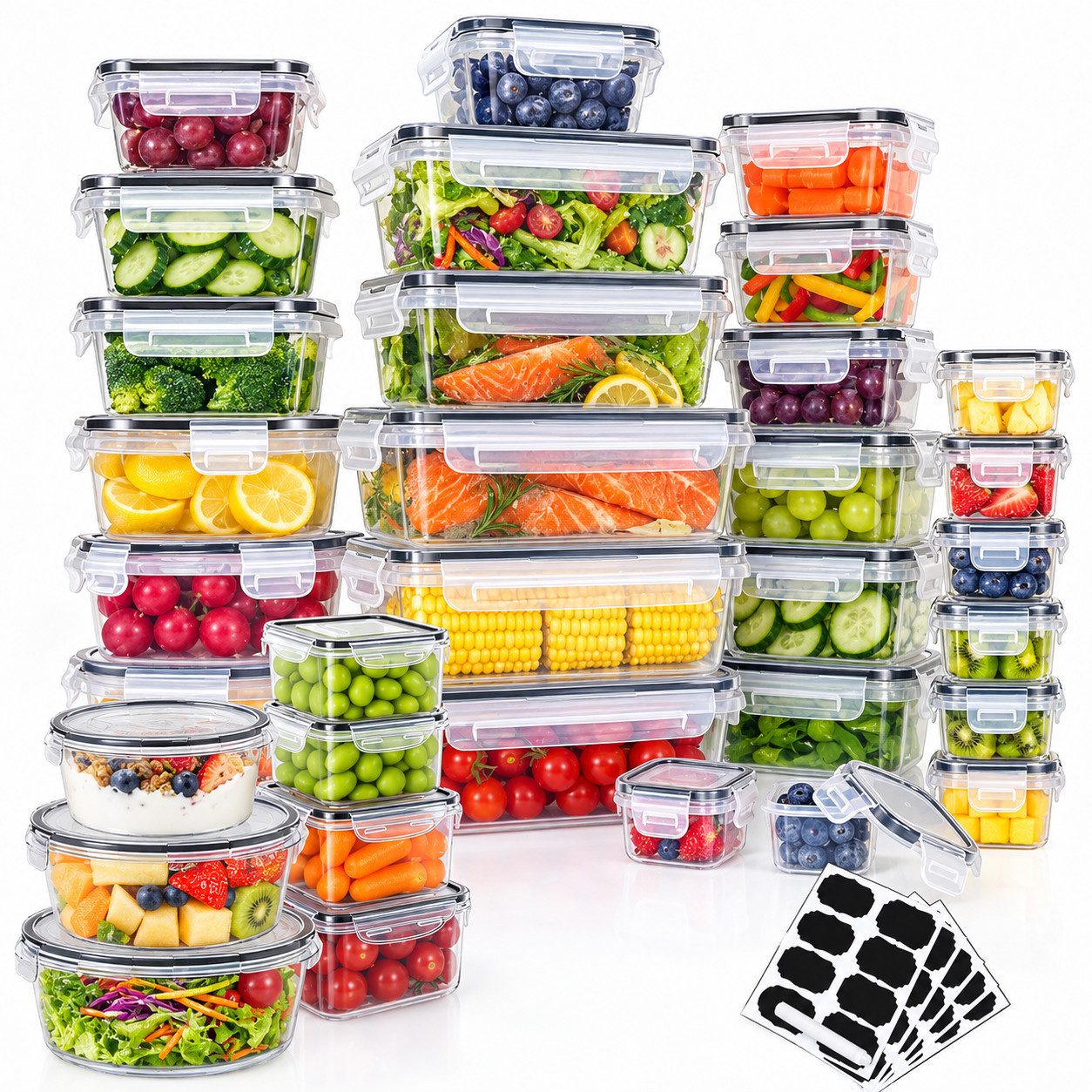 DUMOS Frischhaltedose 34-teiliges Frischhaltebox-Set, Lebensmittelaufbewahrung für die Küche, (34-tlg)