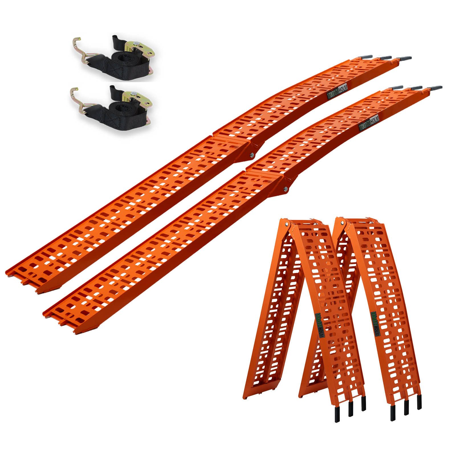 TRUTZHOLM Auffahrrampe 2x Auffahrrampe klappbar 228 cm Traglast 680 kg Alu orange gelocht (2-St), Rampen Motorradrampen