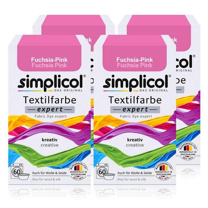 simplicol Textilfarbe Simplicol Textilfarbe expert Fuchsia-Pink 150g - Farbe zum Färben (4er
