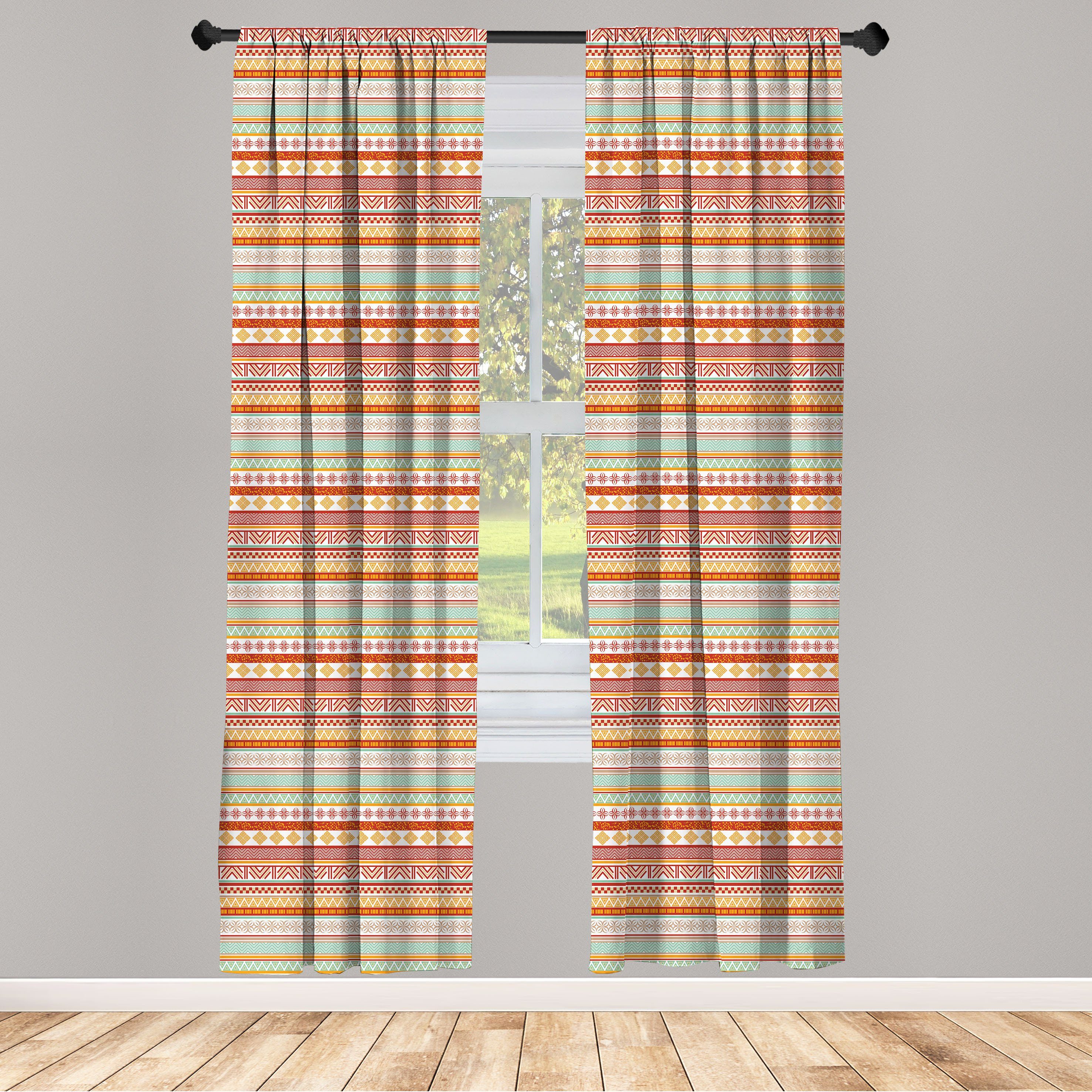 Gardine Vorhang für Wohnzimmer Schlafzimmer Dekor, Abakuhaus, Microfaser, Stammes mit Art gestreift