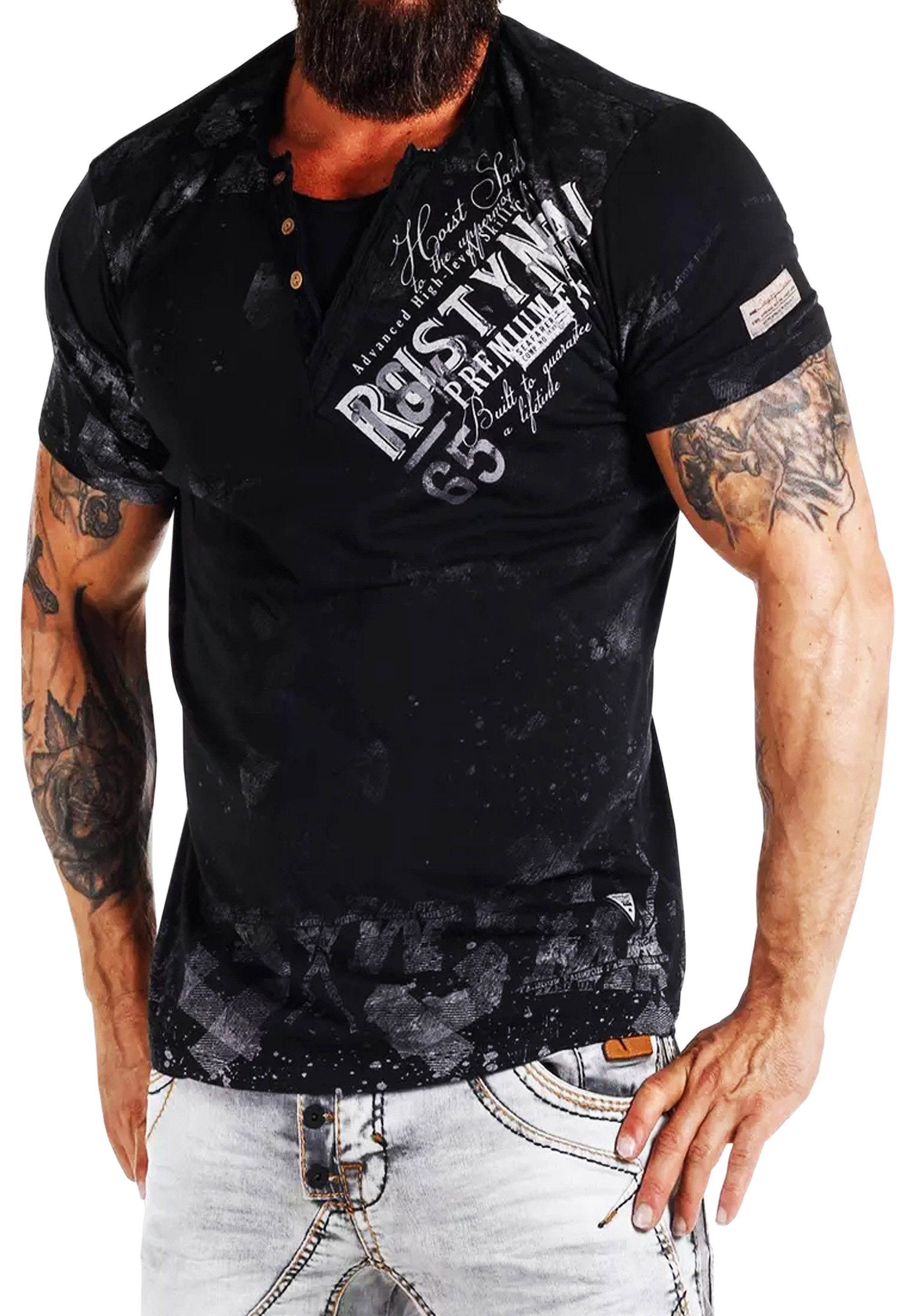 R-NEAL T-Shirt Original T-Shirt Rundhals X V-Neck Shirt Verwaschen Vintage günstig online kaufen