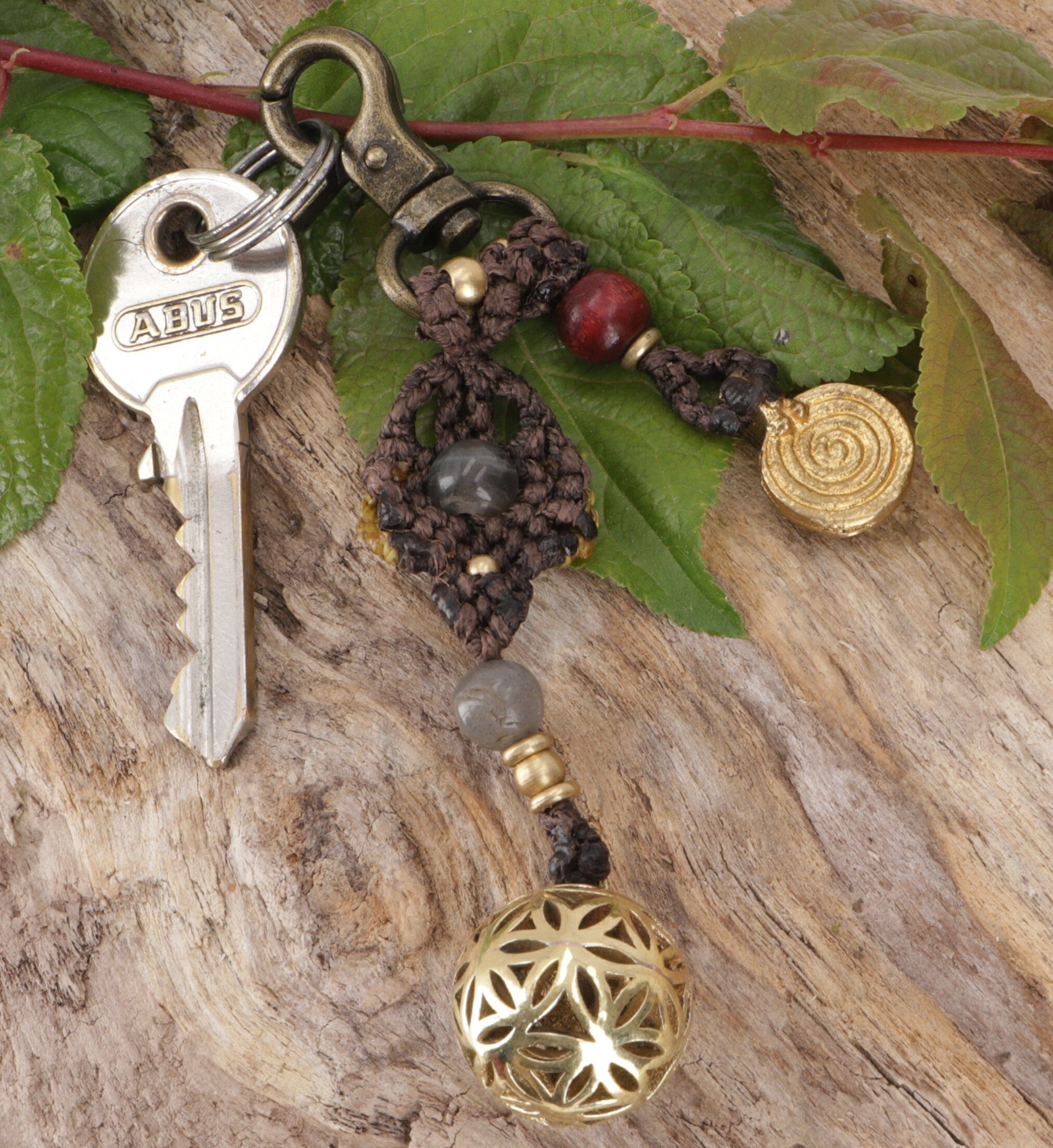 Guru-Shop Schlüsselanhänger Makramee Schlüsselanhänger, Boho..