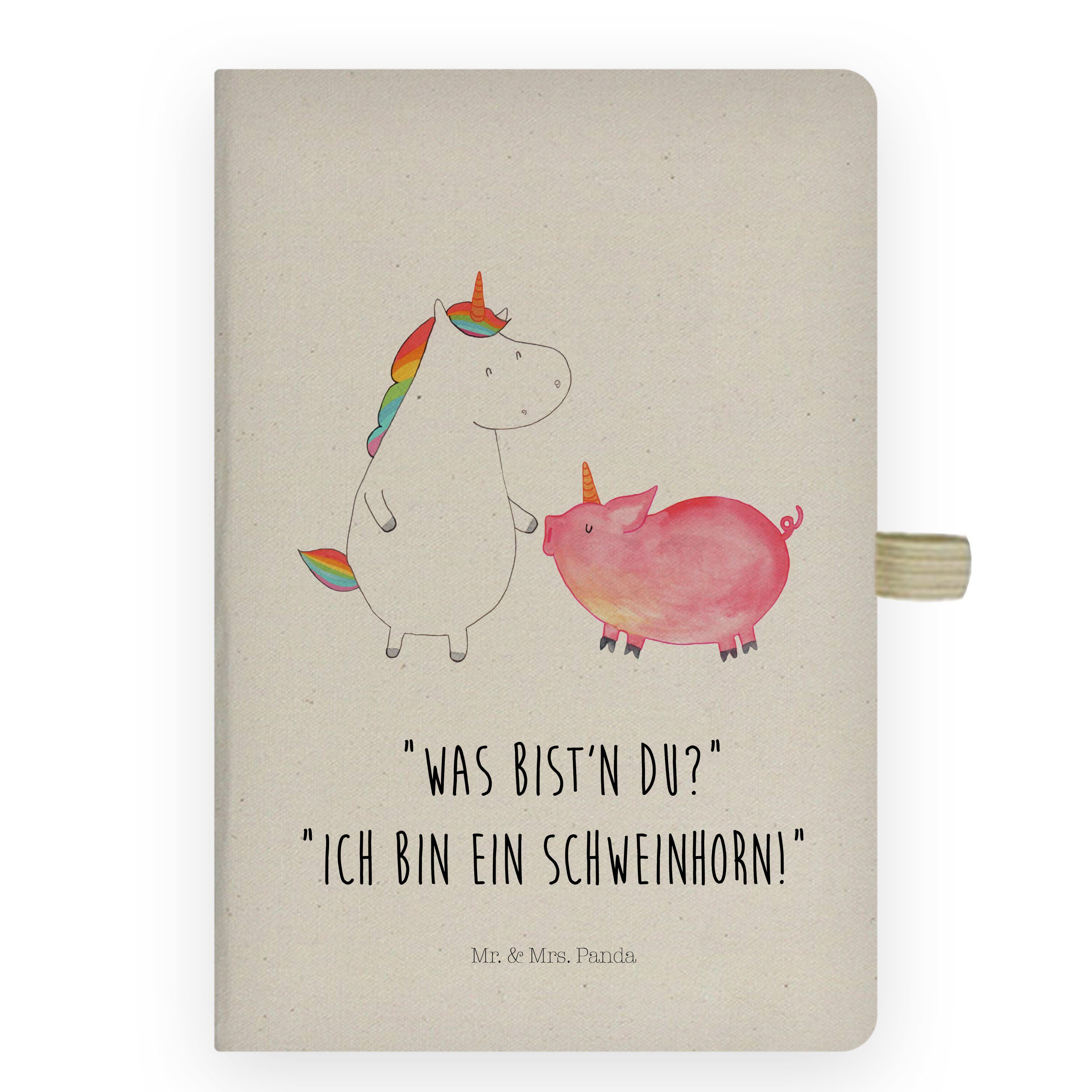 Mr. & Mrs. Panda Notizbuch Einhorn + Schweinhorn - Transparent - Geschenk, Unicorn, Notizblock