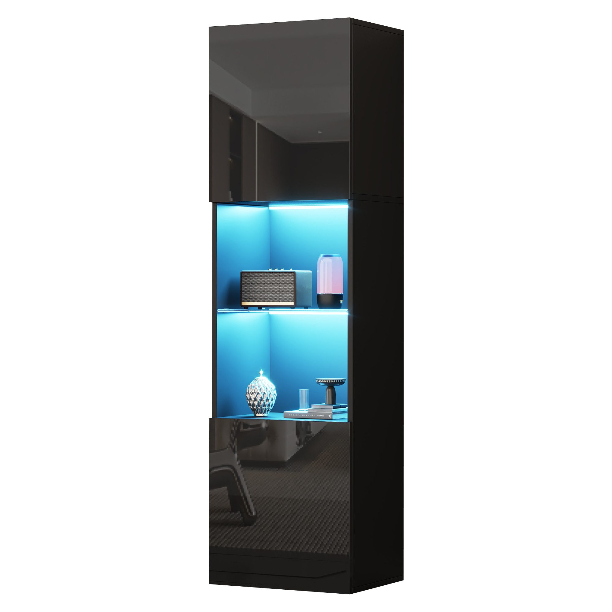 Fanttik Hochschrank Glasvitrine Vitrinenschränke mit led günstig online kaufen