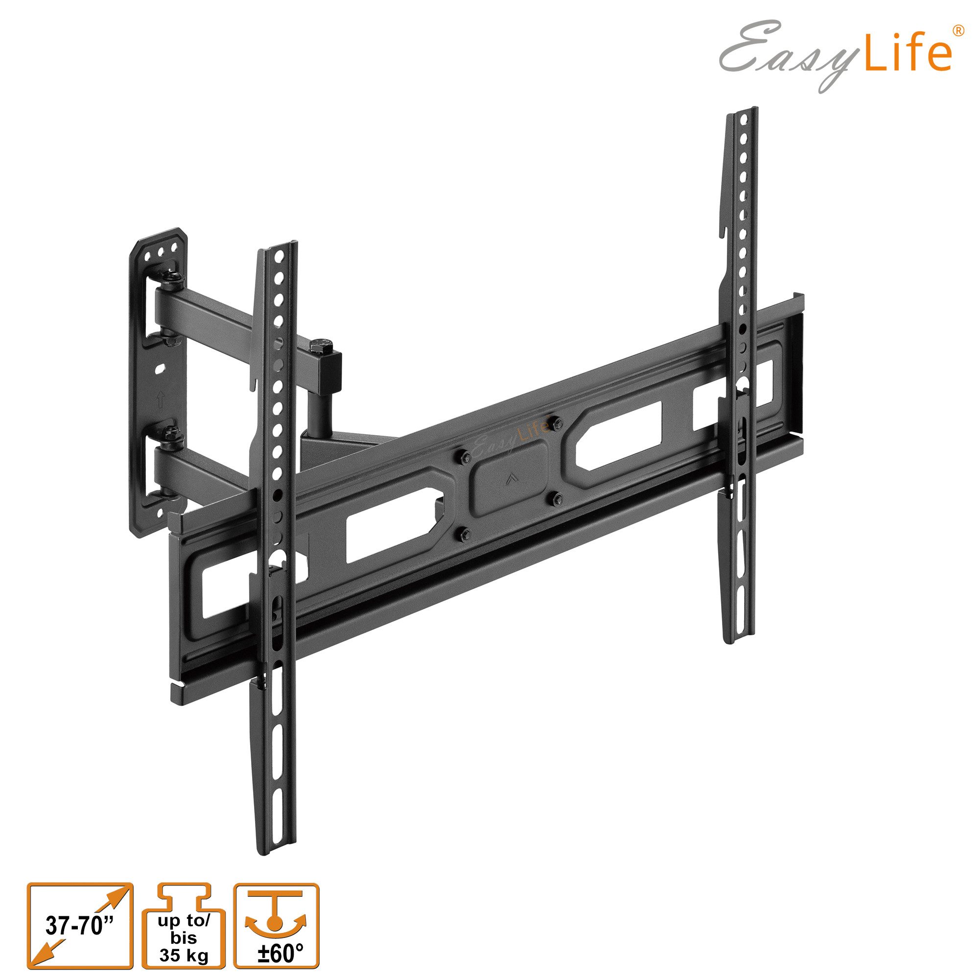 EasyLife TV-Wandhalterung TV Wandhalterung FlexMount Single für 37–70 Zoll – Schwenkbar, Neigbar, (bis 70 Zoll)
