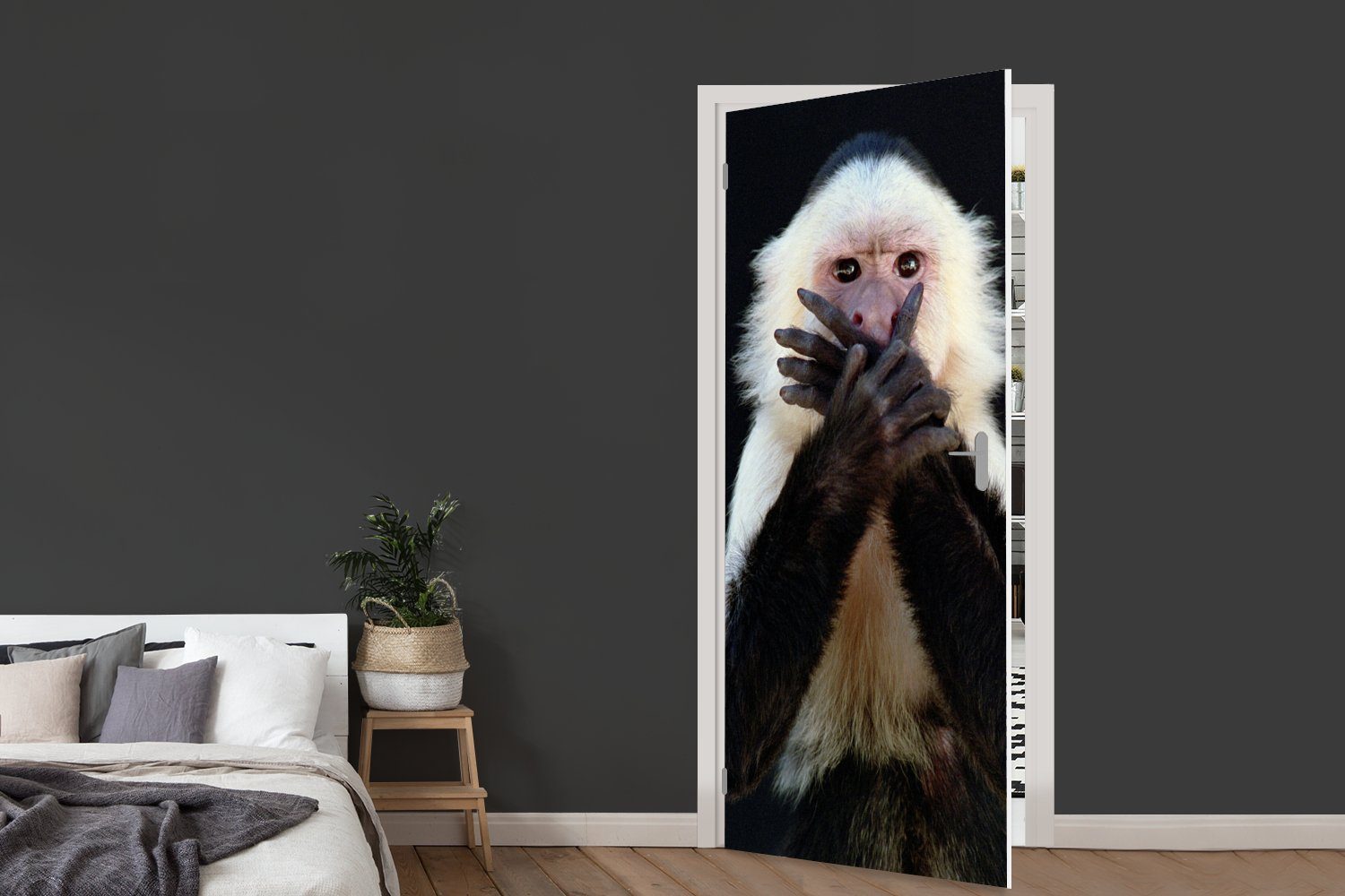 MuchoWow Türtapete Affe (1 Fototapete Wilde Tiere Tür, Türaufkleber, bedruckt, cm 75x205 - Matt, St), - Porträt, für