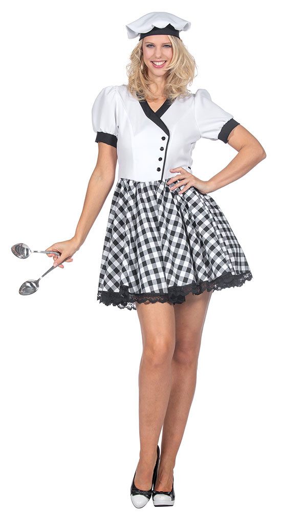 Karneval-Klamotten Kostüm Koch Damen mit Kochmütze hochwertiges Damenkostüm günstig online kaufen