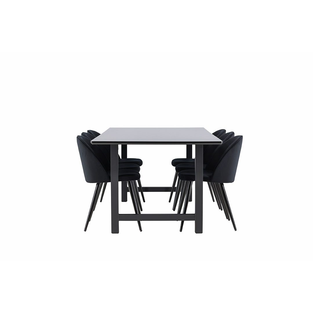 ebuy24 Essgruppe Oslo Essgruppe Esstisch 100x220cm schwarz und 6 Sk, (7-tlg) – Bild 4 von 5