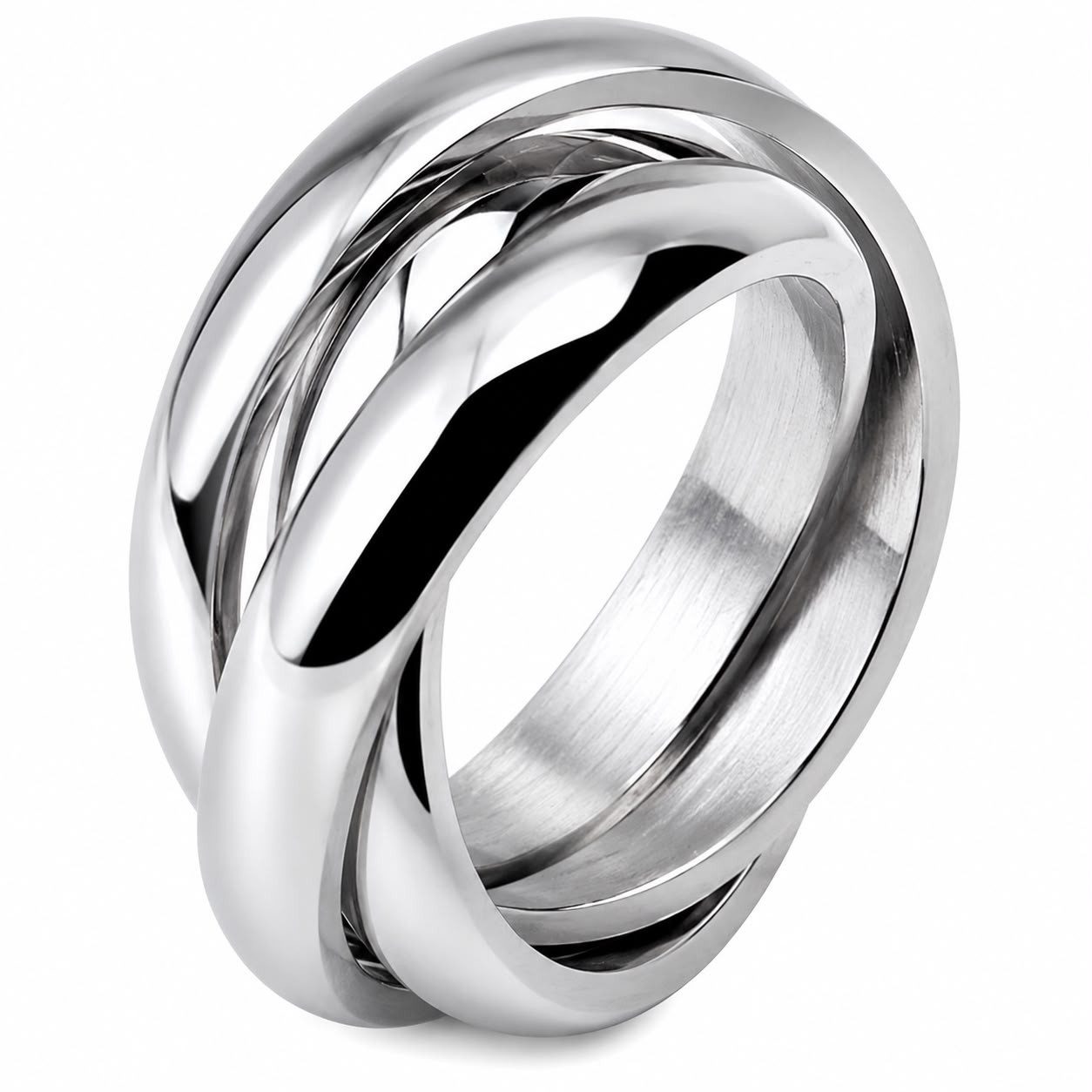Fingerring Damenring Edelstahl Dreierring poliert Fingerring elegant silberfarben