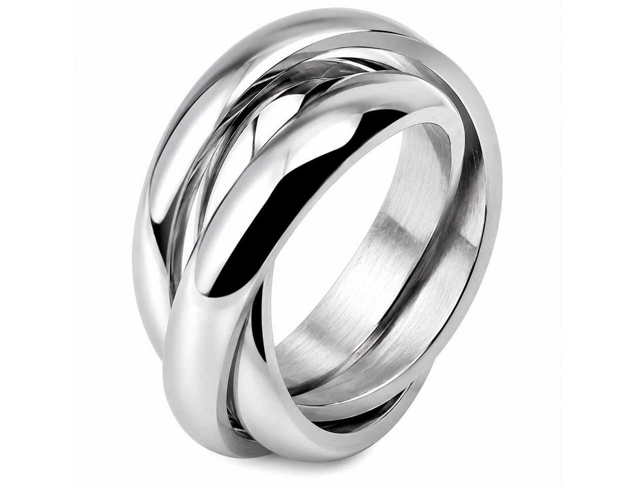 Taffstyle Fingerring Damenring Edelstahl Dreierring poliert Fingerring elegant silberfarben (Eleganter Schmuck für Damen stilvoll kombinierbar als Geschenkidee)