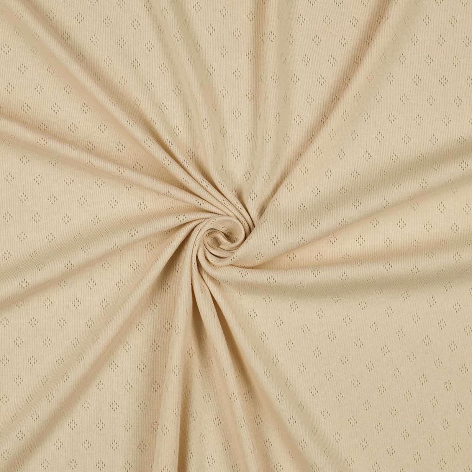 maDDma Stoff 0,5m Pointoille-Stoff Jersey Meterware Baumwollstoff Ajour Lochmuster, natur