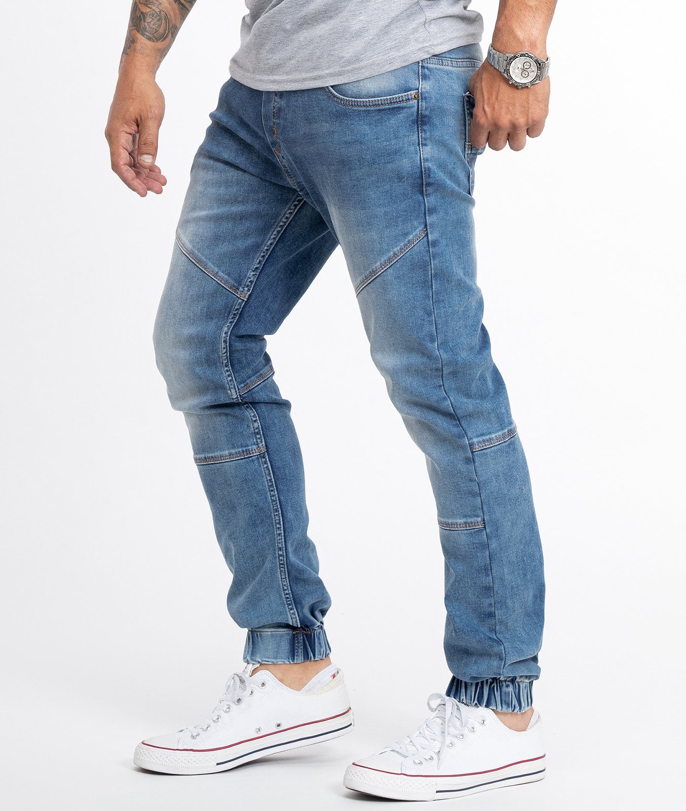 Rock Creek Tapered-fit-Jeans Herren Jeans Jogger-Style Blau RC-2184 günstig online kaufen