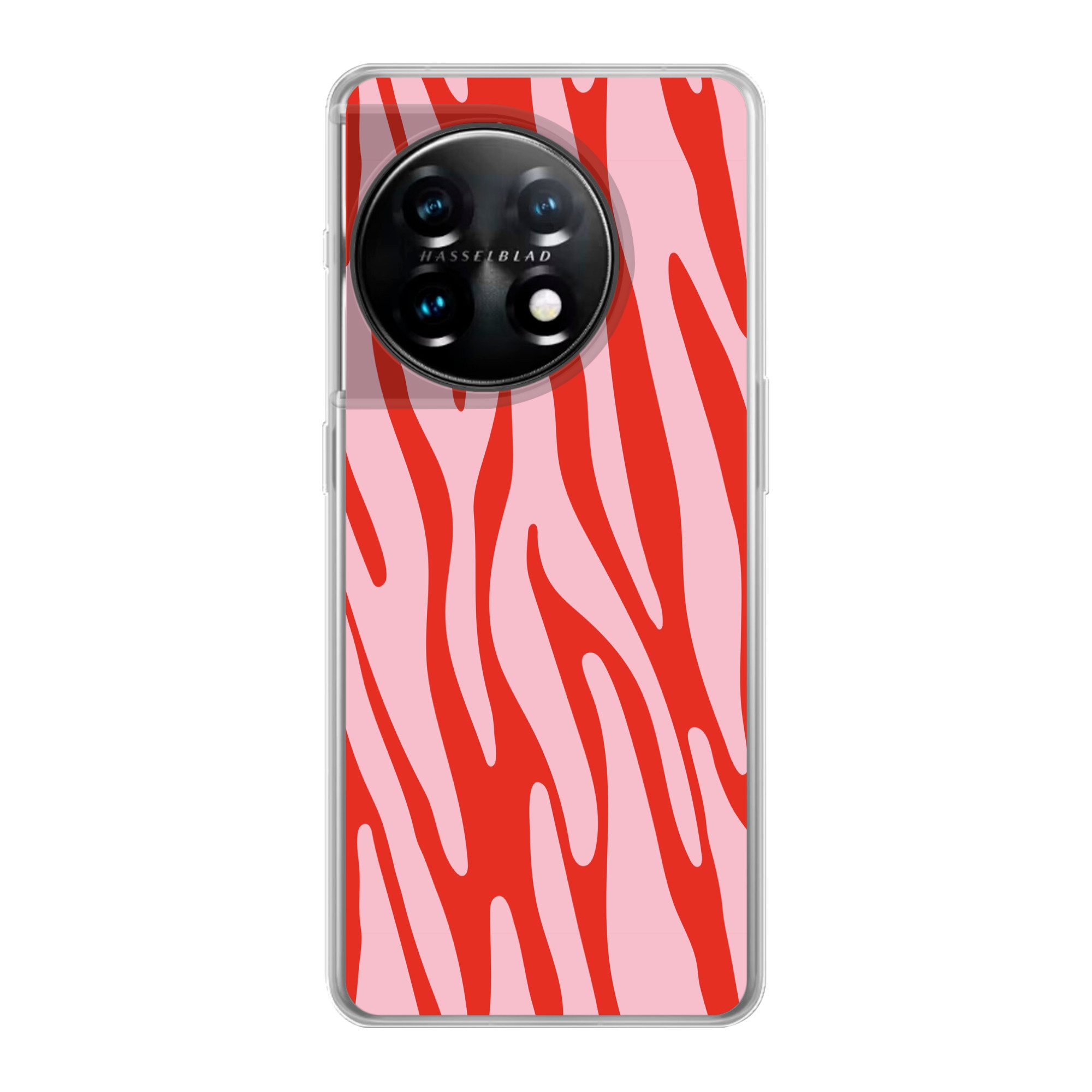 MuchoWow Handyhülle für OnePlus 11 Zebramuster - Rosa - Rot - Tiermuster, Handy Case, Silikon, Bumper Case Dünn