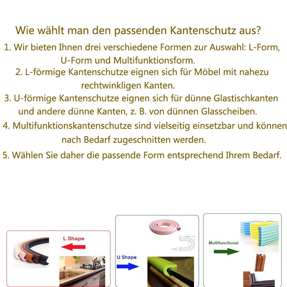 Agger Kindersicherung Multifunktionaler Möbelkantenschutz, Wandeckenschutz, Schreibtischkantenpuffer, DIY