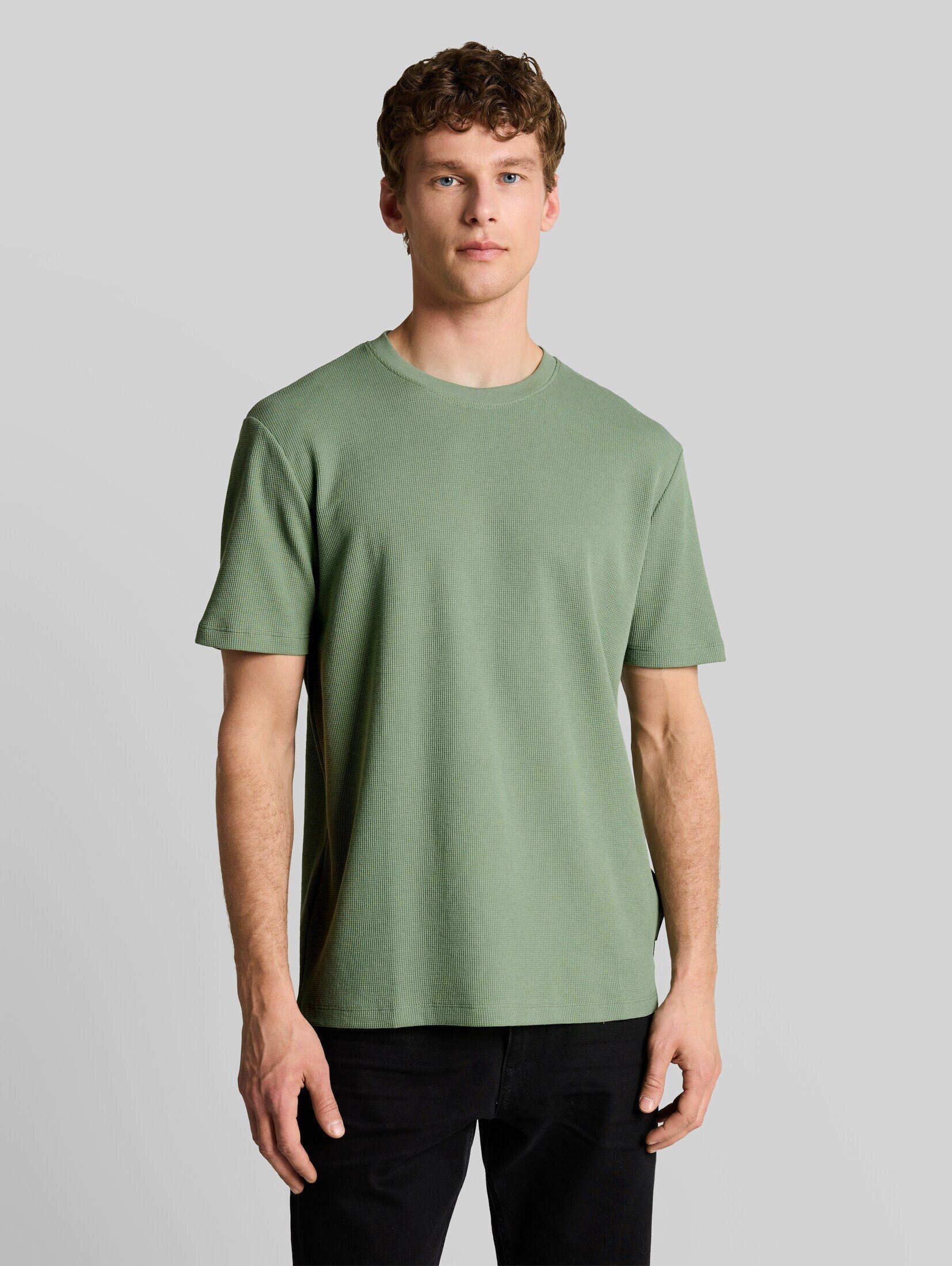 TOM TAILOR Denim T-Shirt T-Shirt (im Einserpack) T-Shirt mit Waffelstruktur