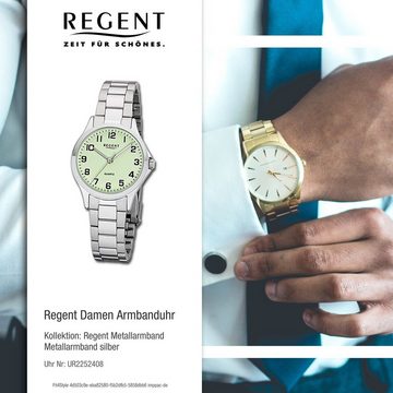Regent Quarzuhr Regent Damen Uhr 2252408 Metall Quarz, Damen Armbanduhr rund, klein (ca. 29mm), Metallarmband