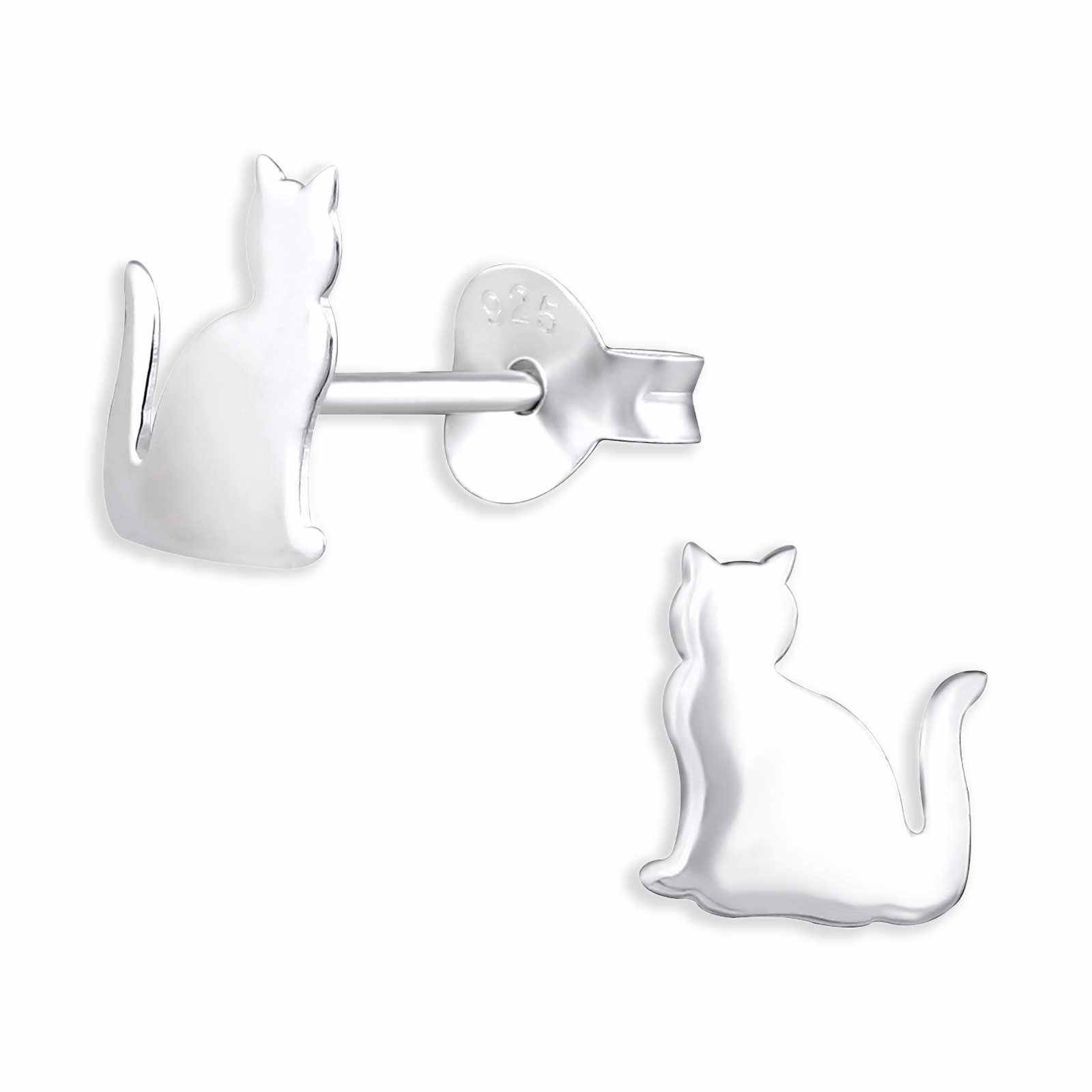 Monkimau Paar Ohrstecker Katzen Ohrringe Ohrstecker Silber Schmuck (Packung)