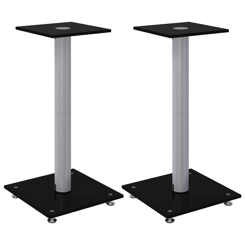 vidaXL Lautsprecherständer Lautsprecher-Ständer 2 Stk. Schwarz & Silbern Hartglas 1 Säule