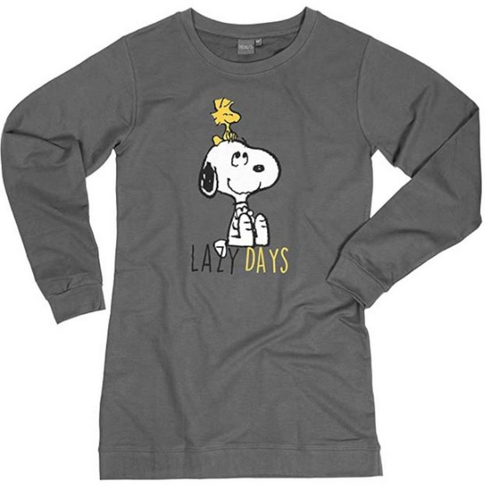 United Labels® Nachthemd The Peanuts Nachthemd für Damen Snoopy – Lazy Days  Grau