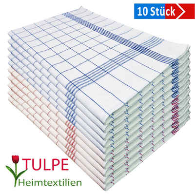 Tulpe Heimtextilien Geschirrtuch in 5 Farben blau, rot, grün, gelb und grau, (10er Set), 50x70 cm, 100% Baumwolle, Geschirrtücher, Küchentücher, Trockentuch