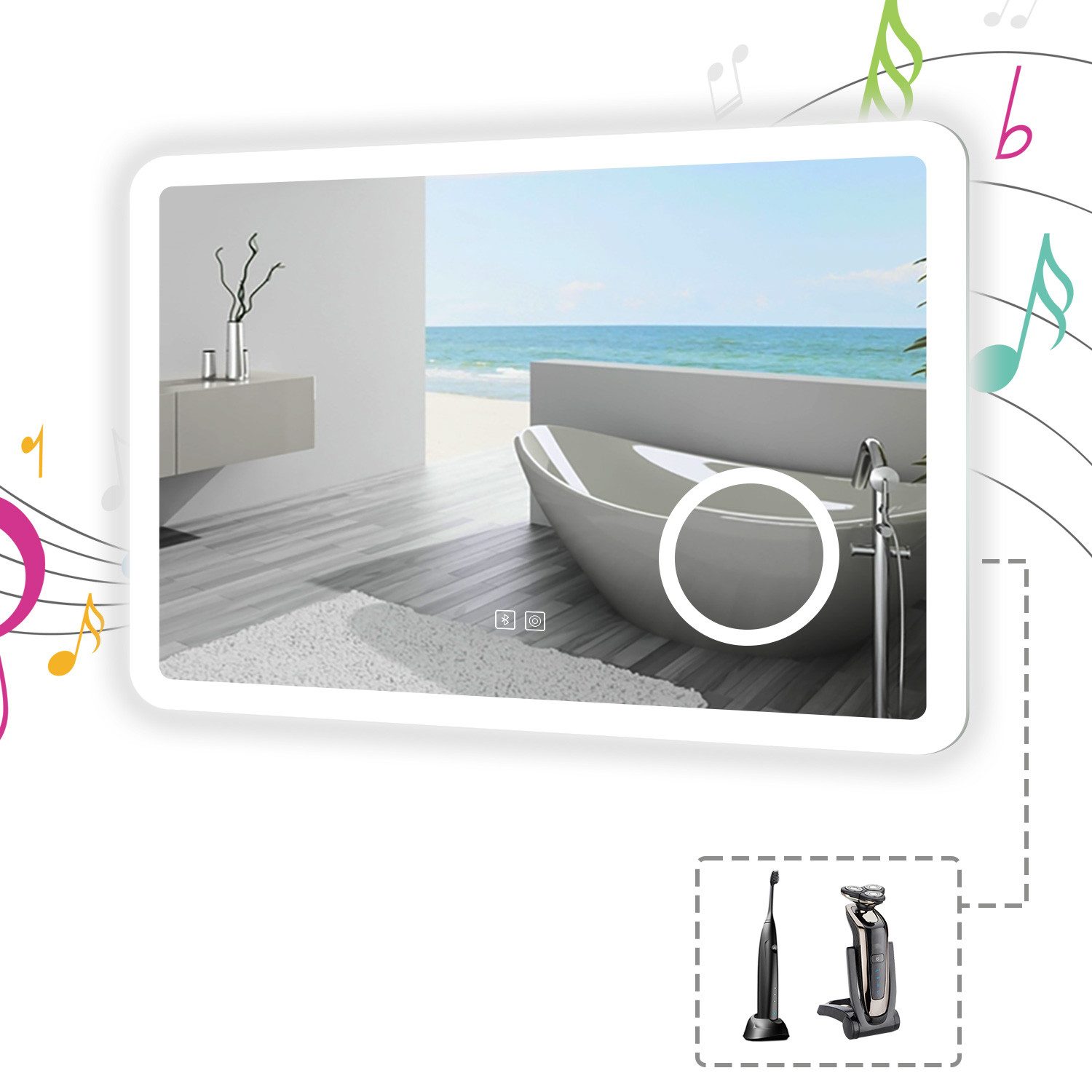 duschspa Badspiegel LED Spiegel mit Steckdose 3x Schminkspiegel Kalt/Neutra günstig online kaufen