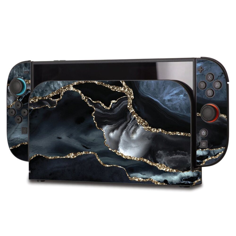 DeinDesign Konsolen-Cover Glitzer Look Marmor Trends Dark marble gold Glitter look, Nintendo Switch 2 Skin Aufkleber Sticker Folie