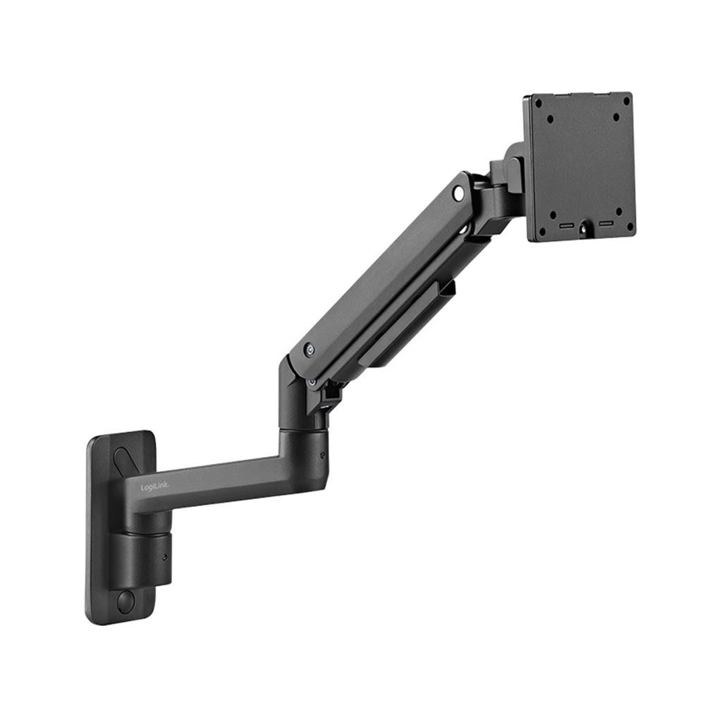 LogiLink Monitor-Halterung BP0169 Wandbefestigung, Monitorhalterung, Gasdruckfeder, (bis 49 Zoll, Gasfederarm, Wandmontage, VESA 100, Drehstopp, bis 20 kg, Alltag)