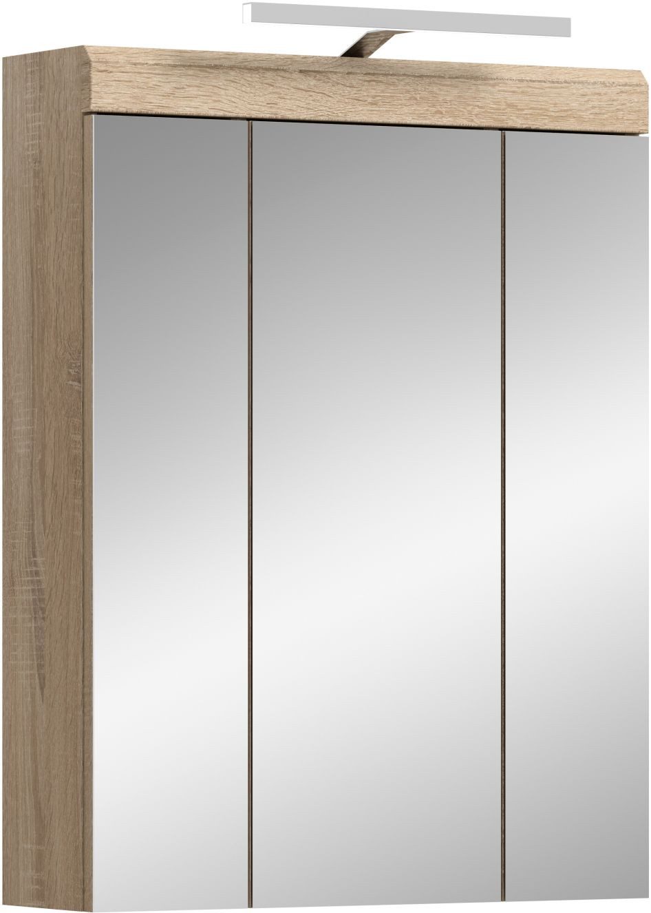 xonox.home Badezimmerspiegelschrank Sonoma Eiche Hell Weiß Hochglanz Melamin Modern 60x79x37 cm