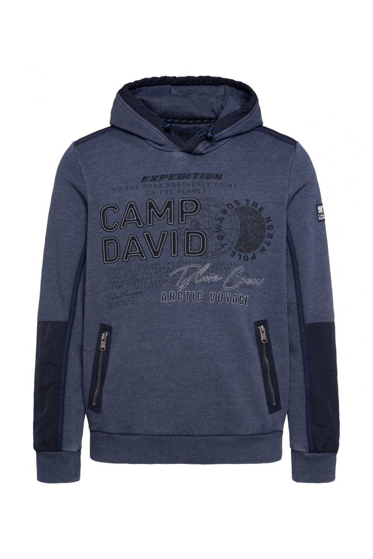 CAMP DAVID Hoodie im Materialmix mit Zippertaschen blue navy